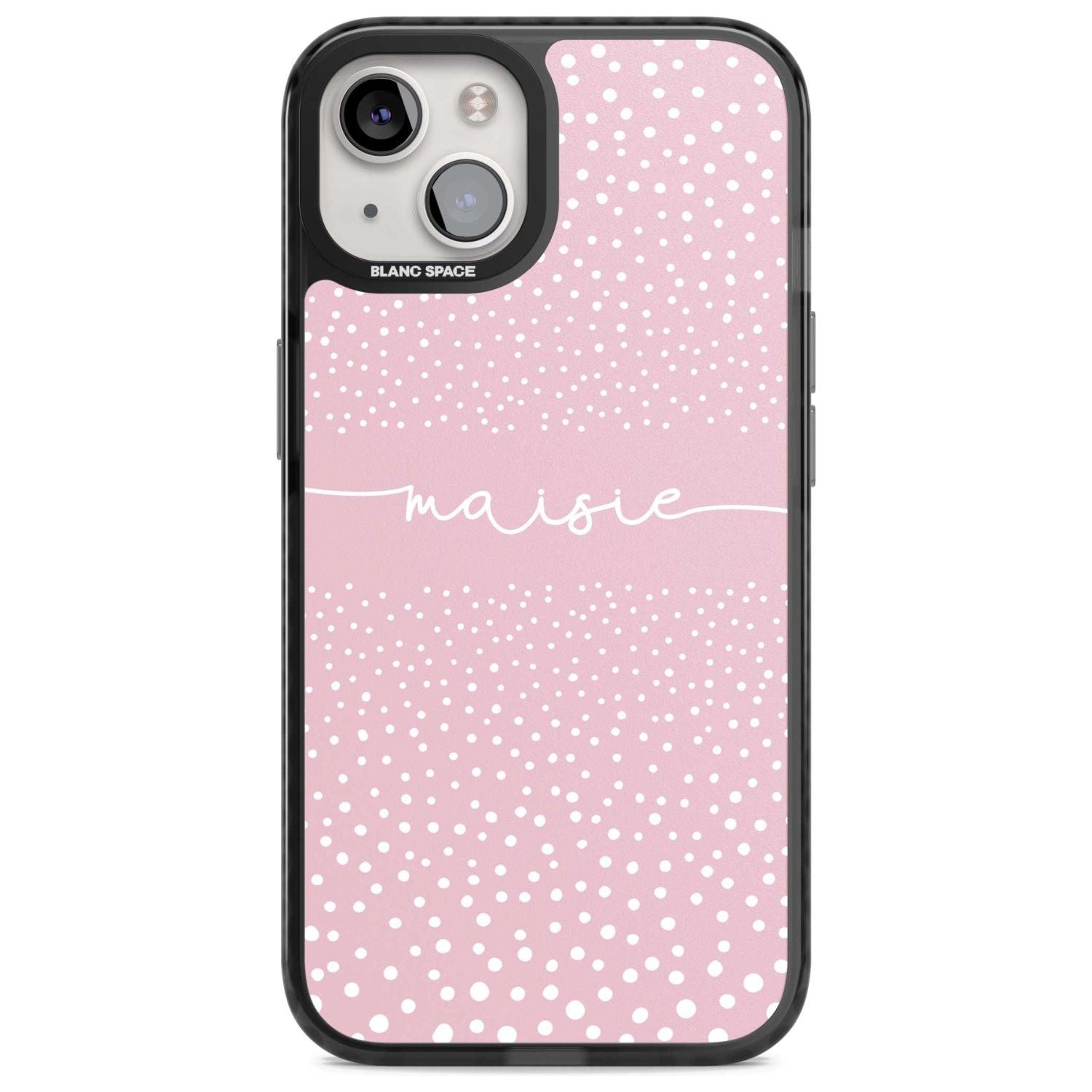 Personalised Pink Dots Custom Phone Case iPhone 15 Plus / Magsafe Black Impact Case,iPhone 15 / Magsafe Black Impact Case,iPhone 14 Plus / Magsafe Black Impact Case,iPhone 14 / Magsafe Black Impact Case,iPhone 13 / Magsafe Black Impact Case Blanc Space