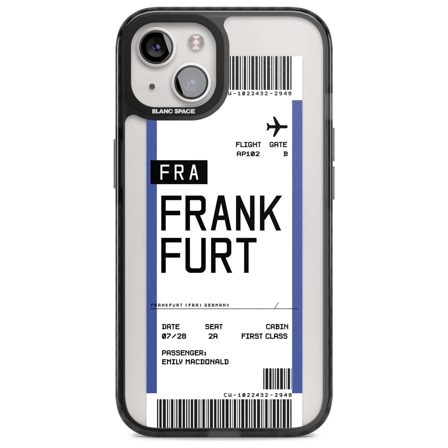 Personalised Frankfurt Boarding Pass Custom Phone Case iPhone 15 Plus / Magsafe Black Impact Case,iPhone 15 / Magsafe Black Impact Case,iPhone 14 Plus / Magsafe Black Impact Case,iPhone 14 / Magsafe Black Impact Case,iPhone 13 / Magsafe Black Impact Case Blanc Space