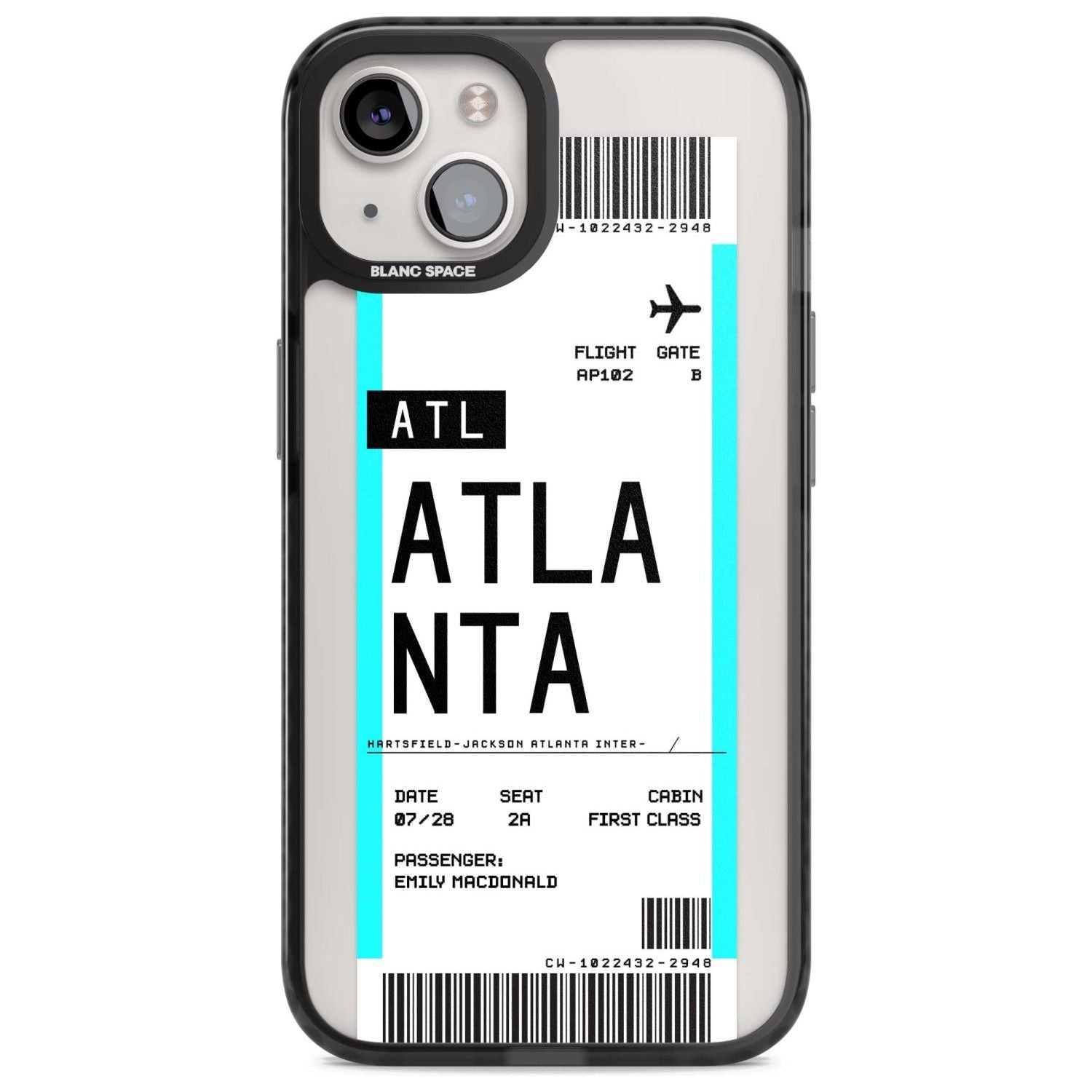 Personalised Atlanta Boarding Pass Custom Phone Case iPhone 15 Plus / Magsafe Black Impact Case,iPhone 15 / Magsafe Black Impact Case,iPhone 14 Plus / Magsafe Black Impact Case,iPhone 14 / Magsafe Black Impact Case,iPhone 13 / Magsafe Black Impact Case Blanc Space