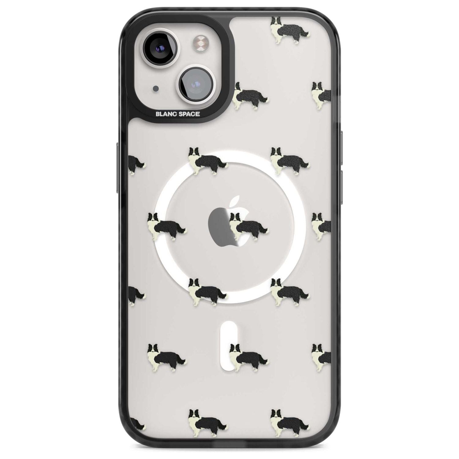 Border Collie Dog Pattern Clear Phone Case iPhone 15 Plus / Magsafe Black Impact Case,iPhone 15 / Magsafe Black Impact Case,iPhone 14 Plus / Magsafe Black Impact Case,iPhone 14 / Magsafe Black Impact Case,iPhone 13 / Magsafe Black Impact Case Blanc Space