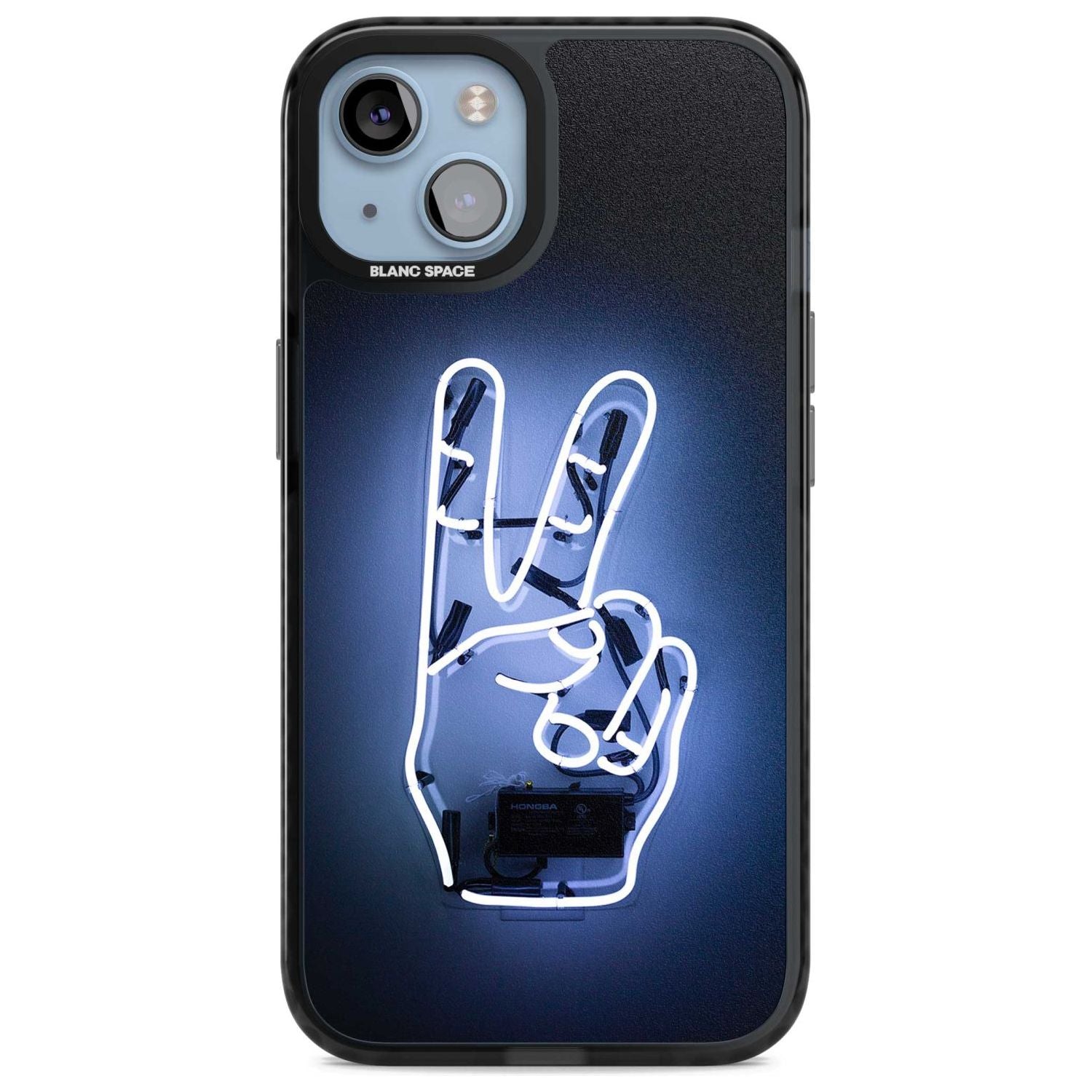 Peace Sign Hand Neon Sign Phone Case iPhone 15 Plus / Magsafe Black Impact Case,iPhone 15 / Magsafe Black Impact Case,iPhone 14 Plus / Magsafe Black Impact Case,iPhone 14 / Magsafe Black Impact Case,iPhone 13 / Magsafe Black Impact Case Blanc Space