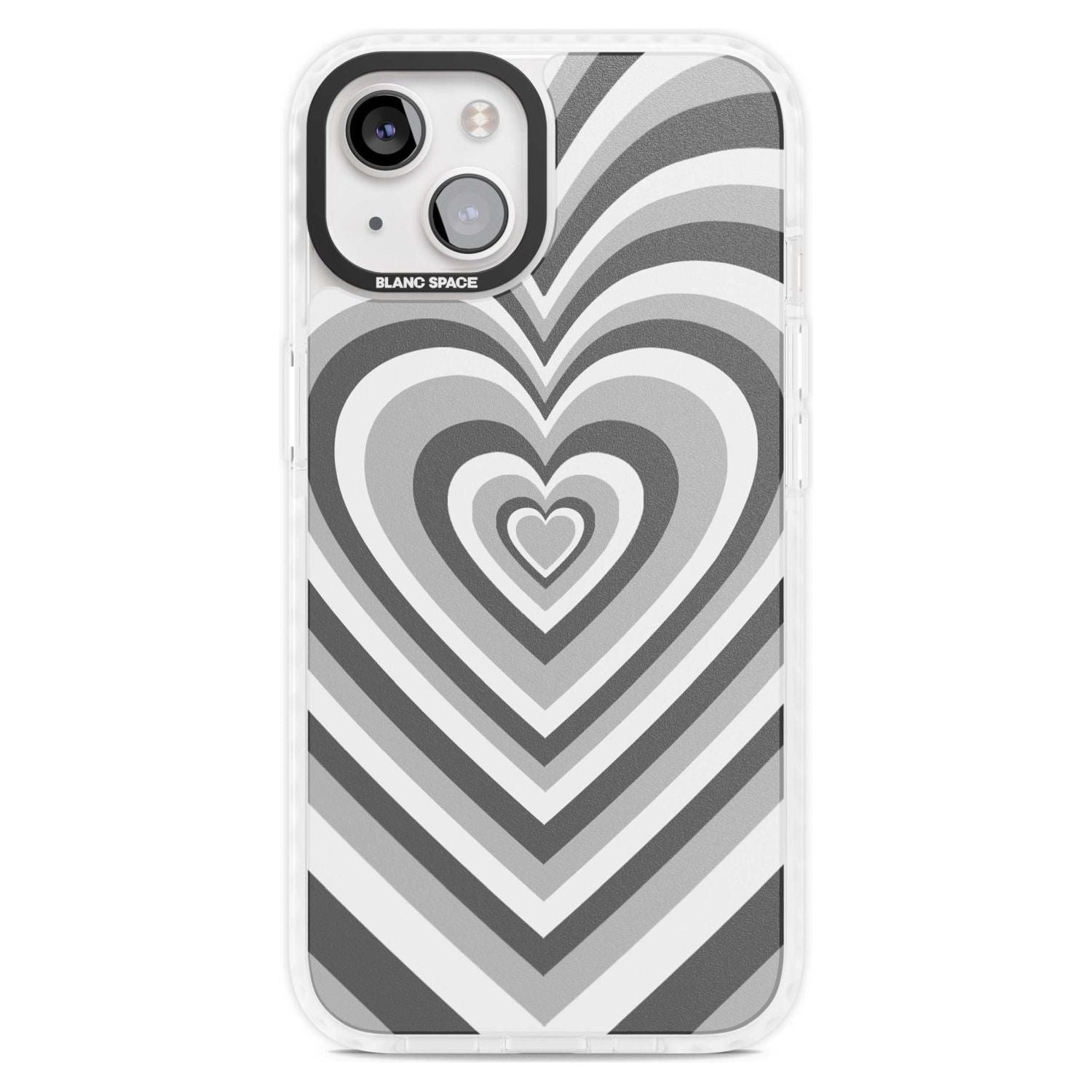 Monochrome Heart Illusion Phone Case iPhone 15 Plus / Magsafe Impact Case,iPhone 15 / Magsafe Impact Case Blanc Space