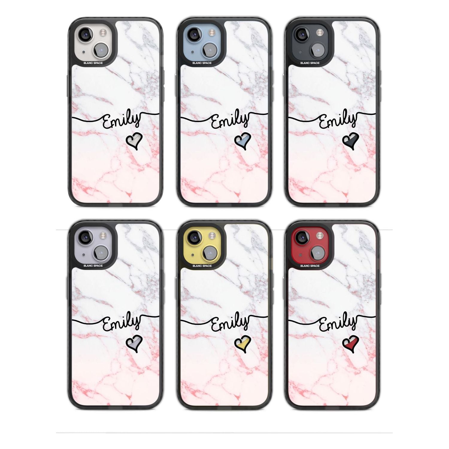 Personalised Pink Fade Marble Heart