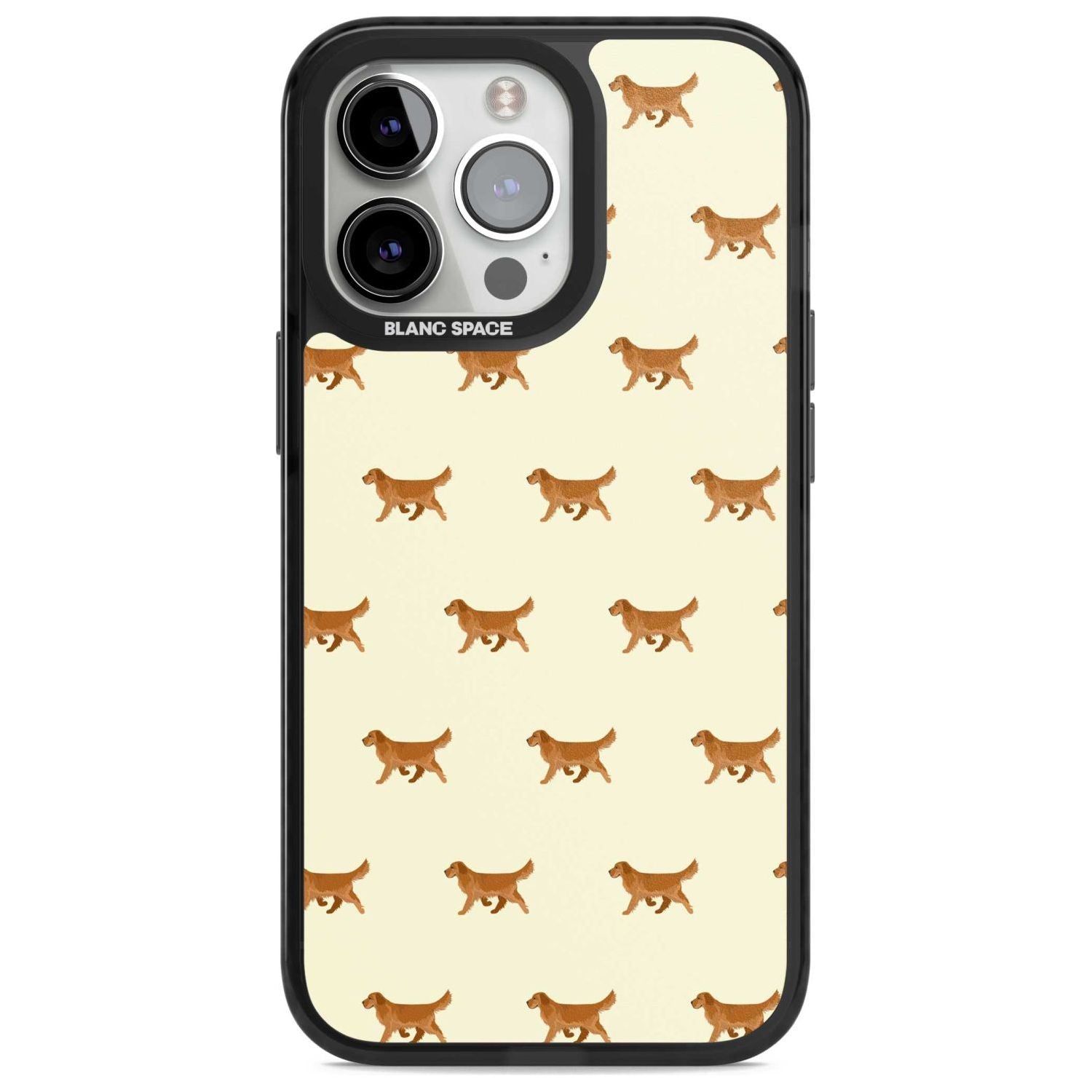 Golden Retriever Dog Pattern Phone Case iPhone 15 Pro / Magsafe Black Impact Case,iPhone 15 Pro Max / Magsafe Black Impact Case,iPhone 14 Pro Max / Magsafe Black Impact Case,iPhone 13 Pro / Magsafe Black Impact Case,iPhone 14 Pro / Magsafe Black Impact Case Blanc Space