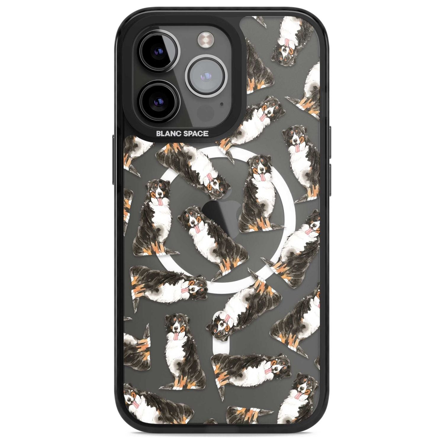 Bernese Mountain Dog Watercolour Dog Pattern Phone Case iPhone 15 Pro Max / Magsafe Black Impact Case,iPhone 15 Pro / Magsafe Black Impact Case,iPhone 14 Pro Max / Magsafe Black Impact Case,iPhone 14 Pro / Magsafe Black Impact Case,iPhone 13 Pro / Magsafe Black Impact Case Blanc Space