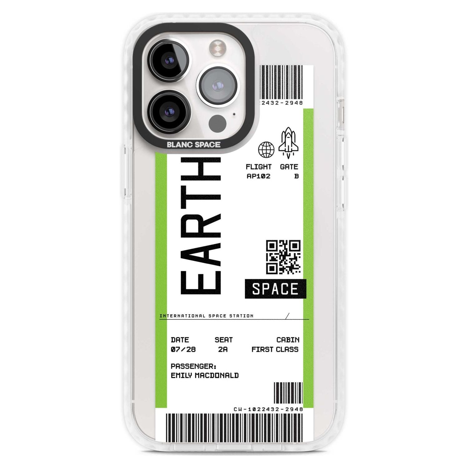 Personalised Earth Space Travel Ticket Custom Phone Case iPhone 15 Pro Max / Magsafe Impact Case,iPhone 15 Pro / Magsafe Impact Case Blanc Space
