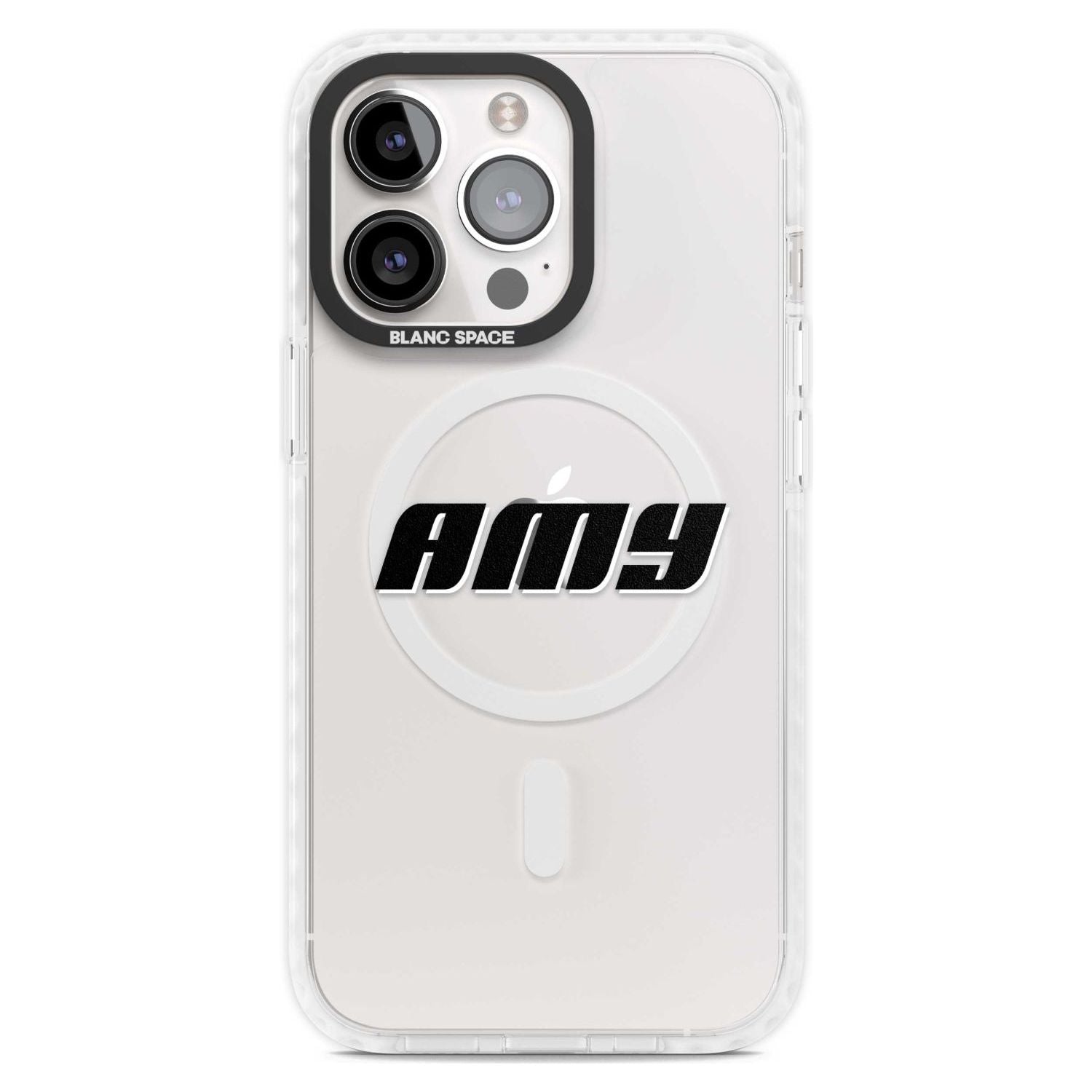 Personalised Clear Text 1C Custom Phone Case iPhone 15 Pro Max / Magsafe Impact Case,iPhone 15 Pro / Magsafe Impact Case Blanc Space