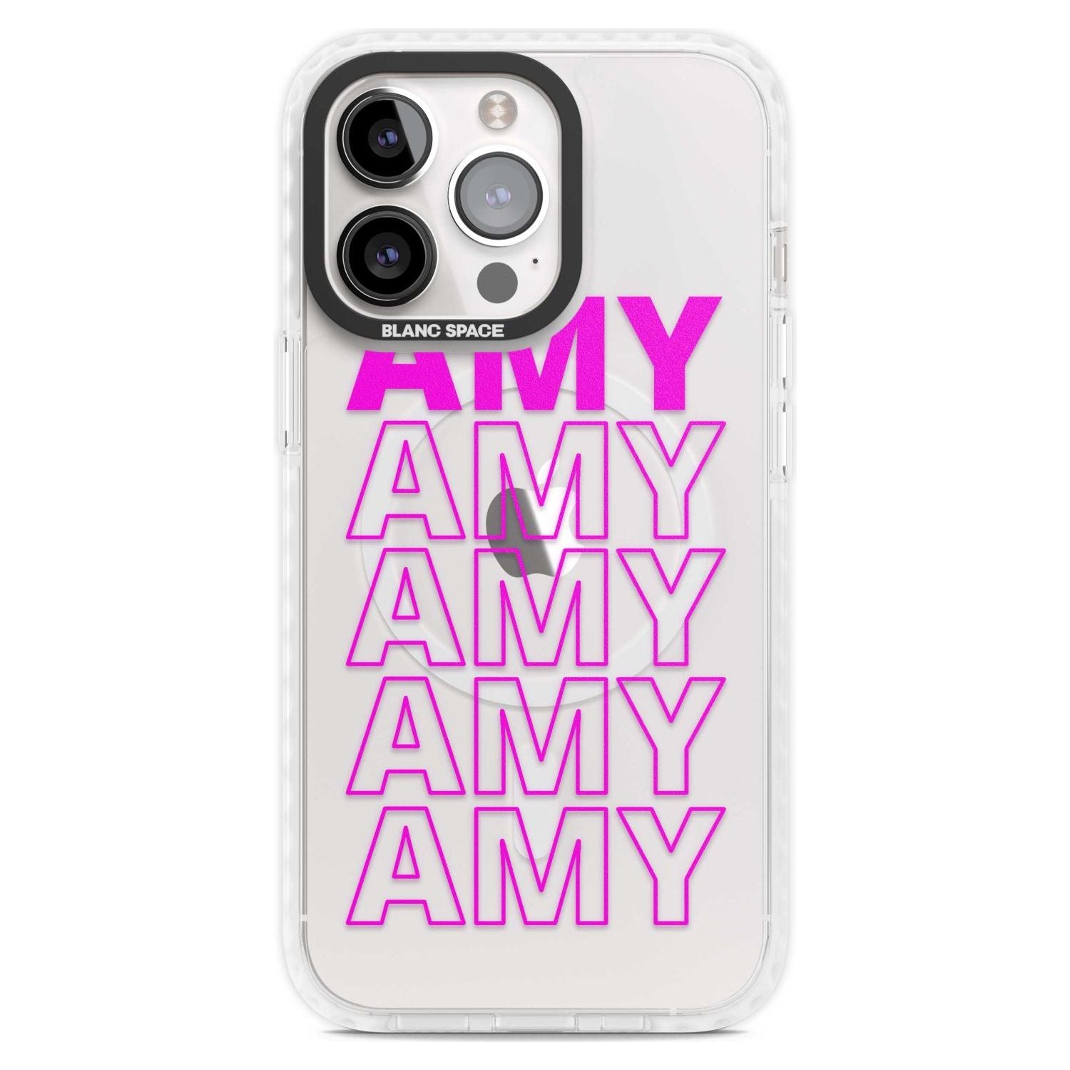 Personalised Clear Text 5D Custom Phone Case iPhone 15 Pro Max / Magsafe Impact Case,iPhone 15 Pro / Magsafe Impact Case Blanc Space