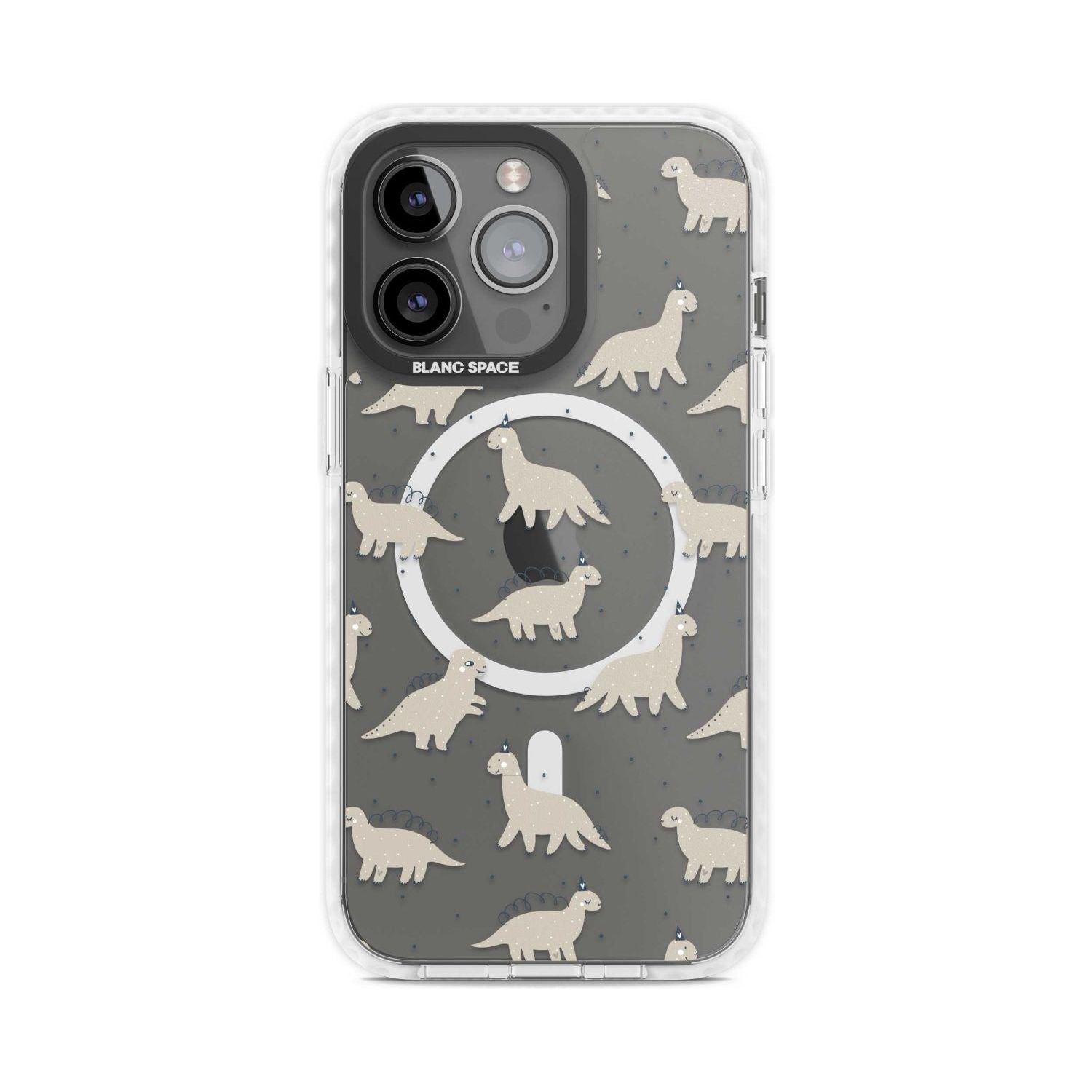 Adorable Dinosaurs Pattern (Clear) Phone Case iPhone 15 Pro Max / Magsafe Impact Case,iPhone 15 Pro / Magsafe Impact Case Blanc Space