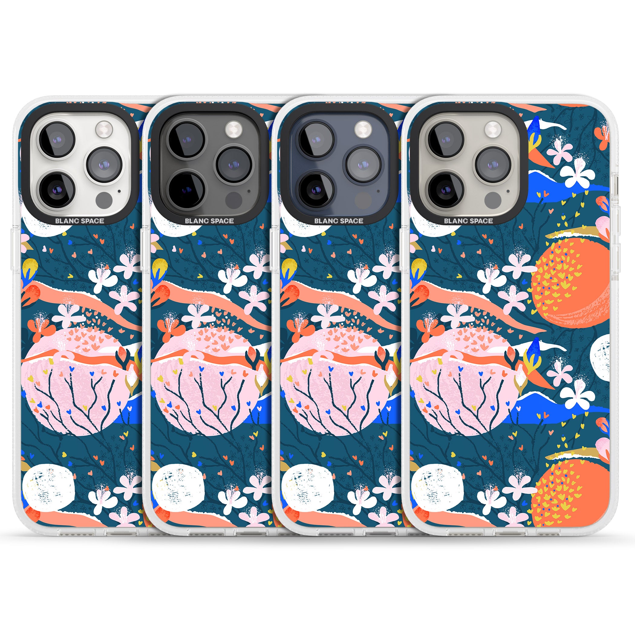 Bright Circles Abstract iPhone 15 Pro Max / 15 Pro / 14 Pro Max / 14 Pro / 13 Pro Clear Case Impact Air - Blanc Space