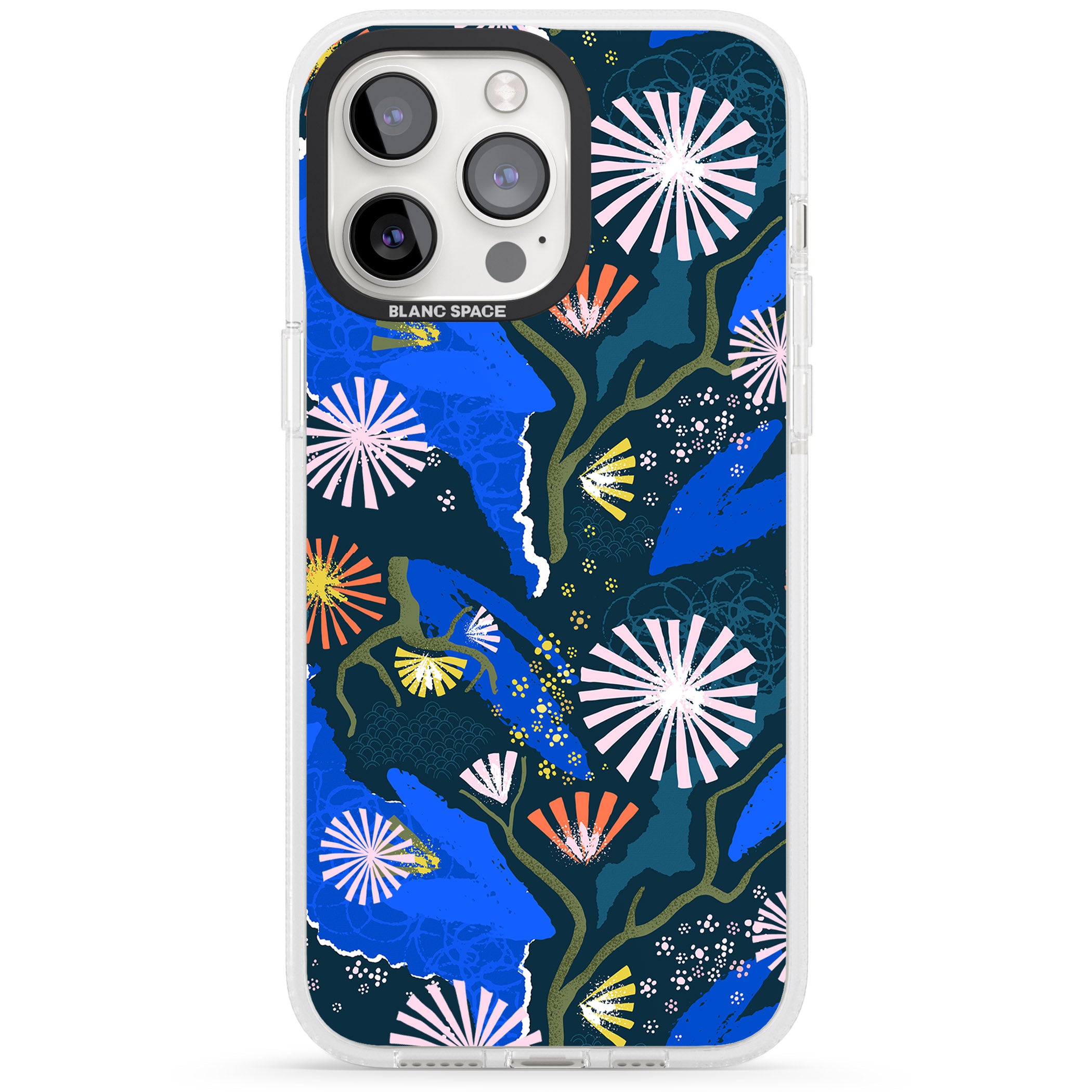 Dark Botanicals Abstract Pattern iPhone 15 Pro Max / 15 Pro / 14 Pro Max / 14 Pro / 13 Pro Clear Case Impact Air - Blanc Space