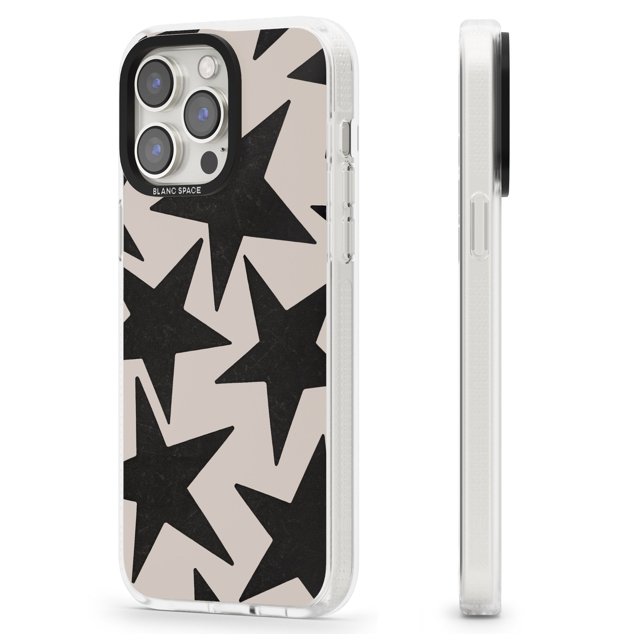 Black Superstars iPhone 15 Pro Max / 15 Pro / 14 Pro Max / 14 Pro / 13 Pro Clear Case Impact Air - Blanc Space