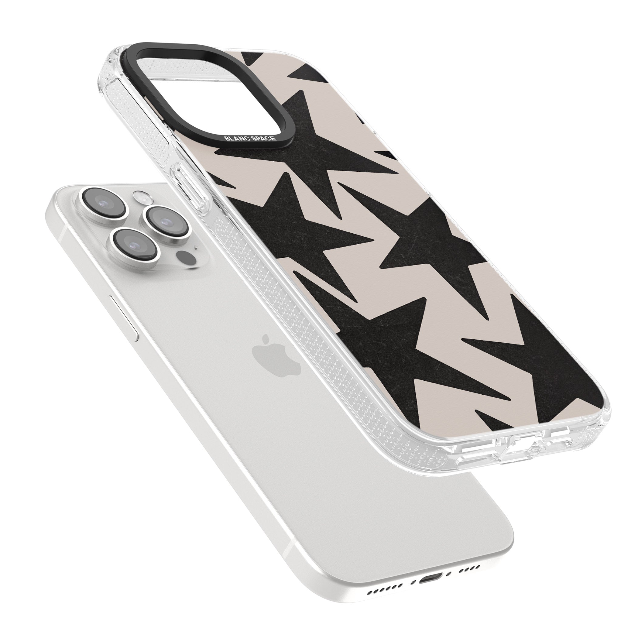 Black Superstars iPhone 15 Pro Max / 15 Pro / 14 Pro Max / 14 Pro / 13 Pro Clear Case Impact Air - Blanc Space