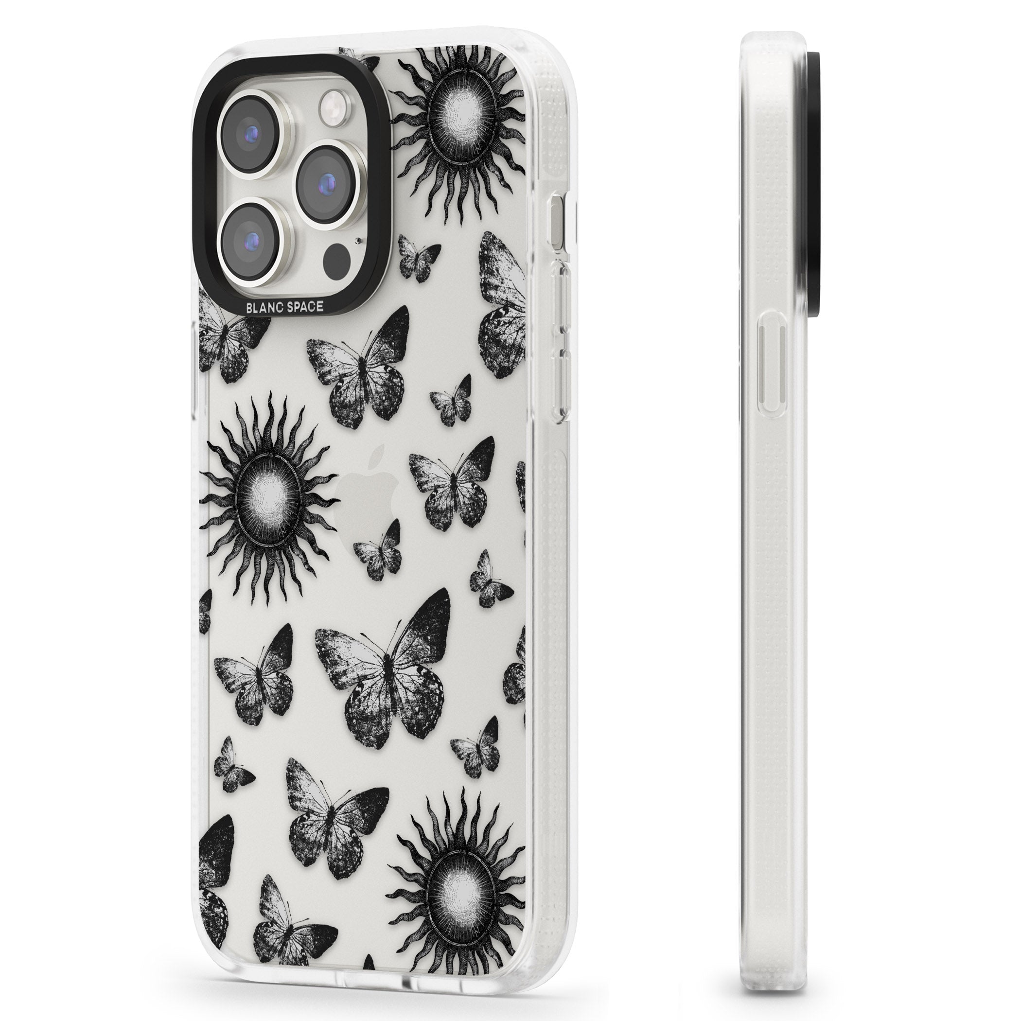 Butterflies & Suns iPhone 15 Pro Max / 15 Pro / 14 Pro Max / 14 Pro / 13 Pro Clear Case Impact Air - Blanc Space
