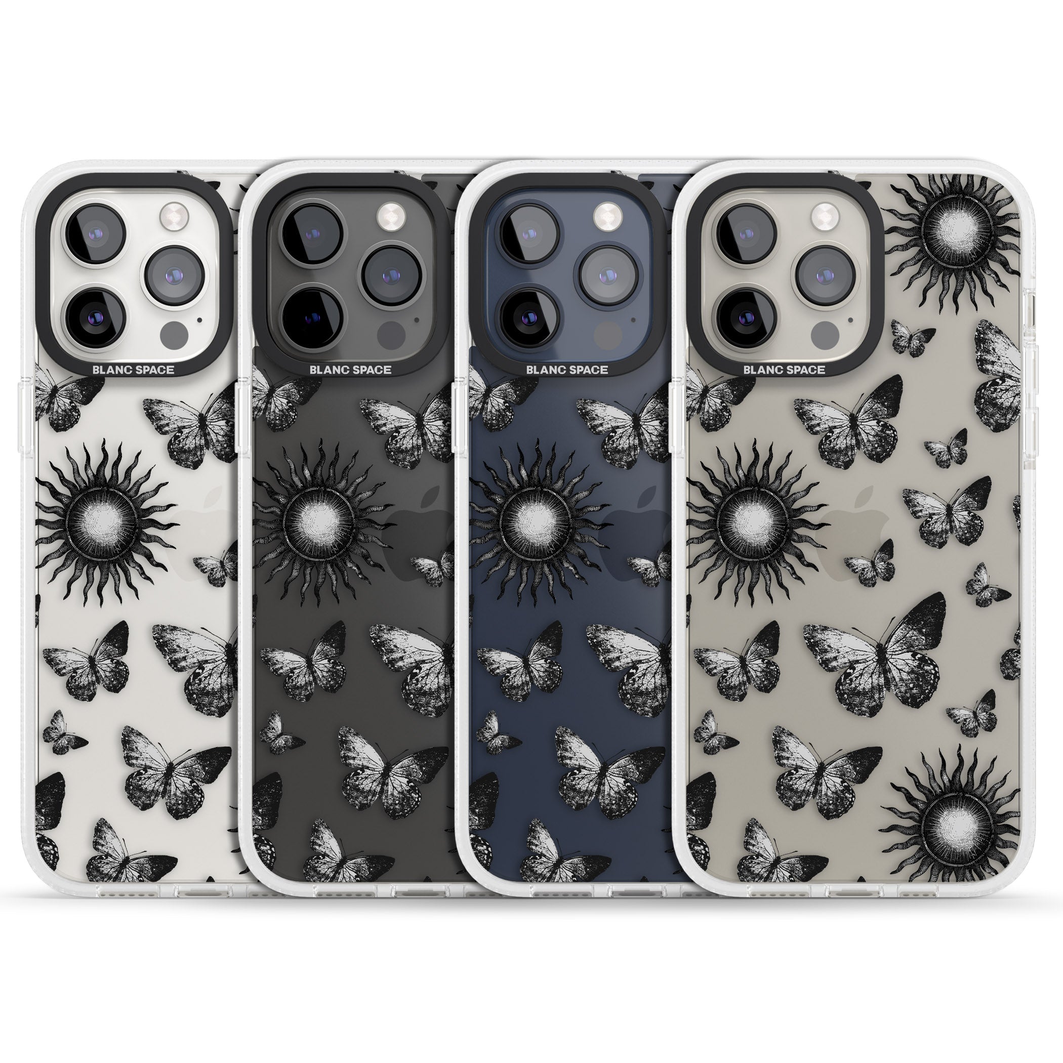 Butterflies & Suns iPhone 15 Pro Max / 15 Pro / 14 Pro Max / 14 Pro / 13 Pro Clear Case Impact Air - Blanc Space