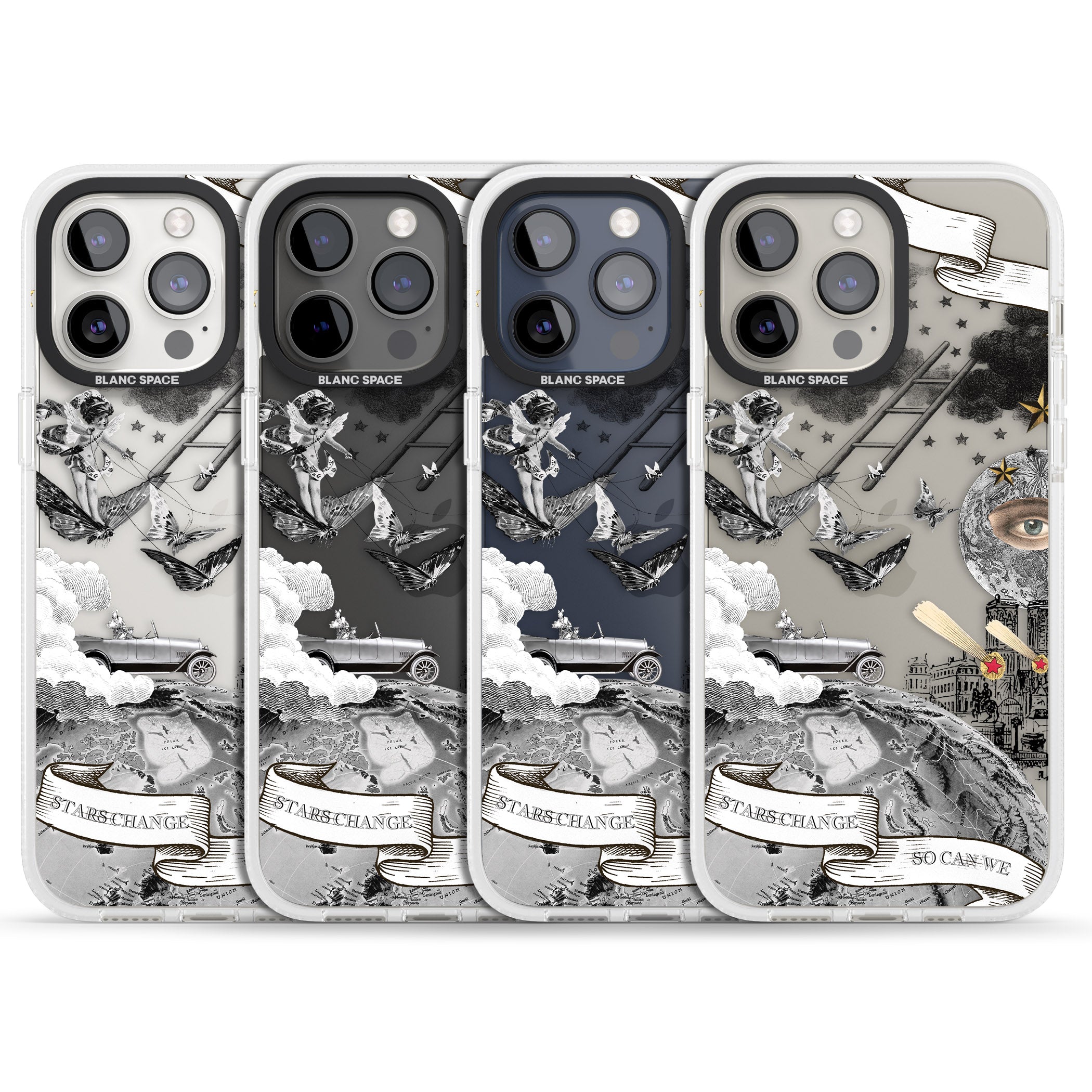 Stars Change, So Can We iPhone 15 Pro Max / 15 Pro / 14 Pro Max / 14 Pro / 13 Pro Clear Case Impact Air - Blanc Space