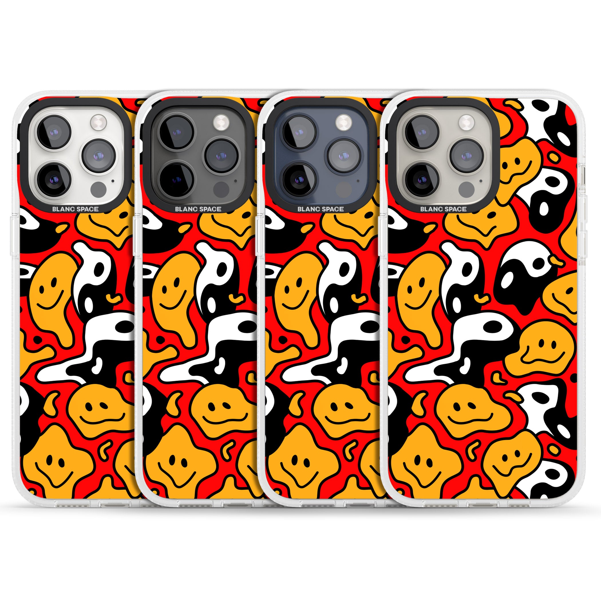 Yin Yang Acid Face iPhone 15 Pro Max / 15 Pro / 14 Pro Max / 14 Pro / 13 Pro Clear Case Impact Air - Blanc Space