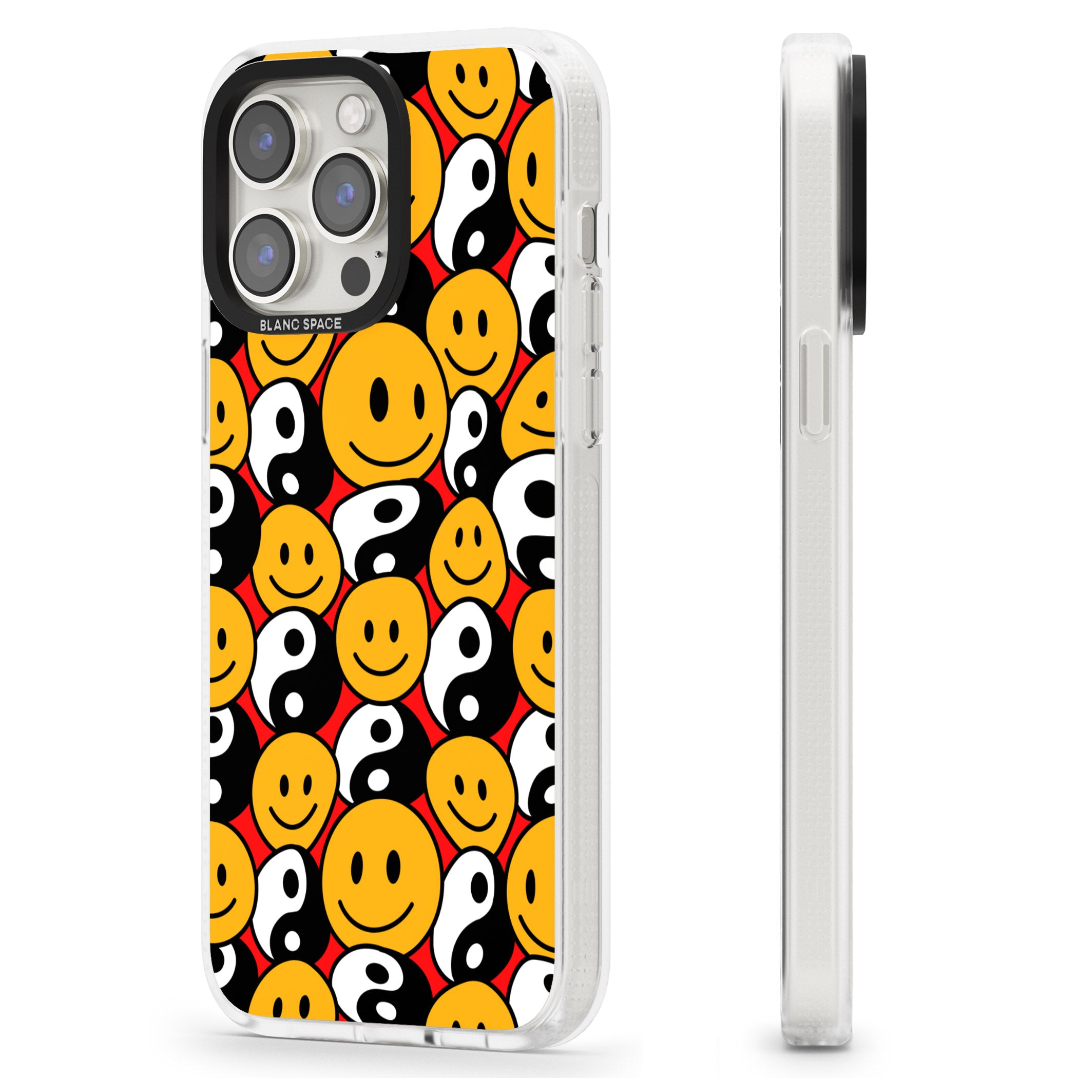 Yin Yang & Faces iPhone 15 Pro Max / 15 Pro / 14 Pro Max / 14 Pro / 13 Pro Clear Case Impact Air - Blanc Space