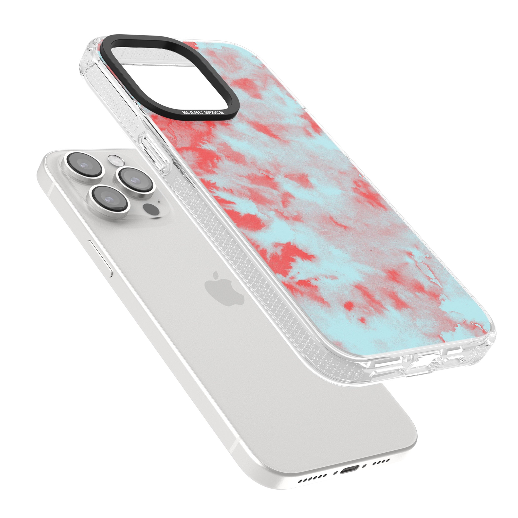 Red & Blue Acid Wash Tie-Dye Pattern iPhone 15 Pro Max / 15 Pro / 14 Pro Max / 14 Pro / 13 Pro Clear Case Impact Air - Blanc Space