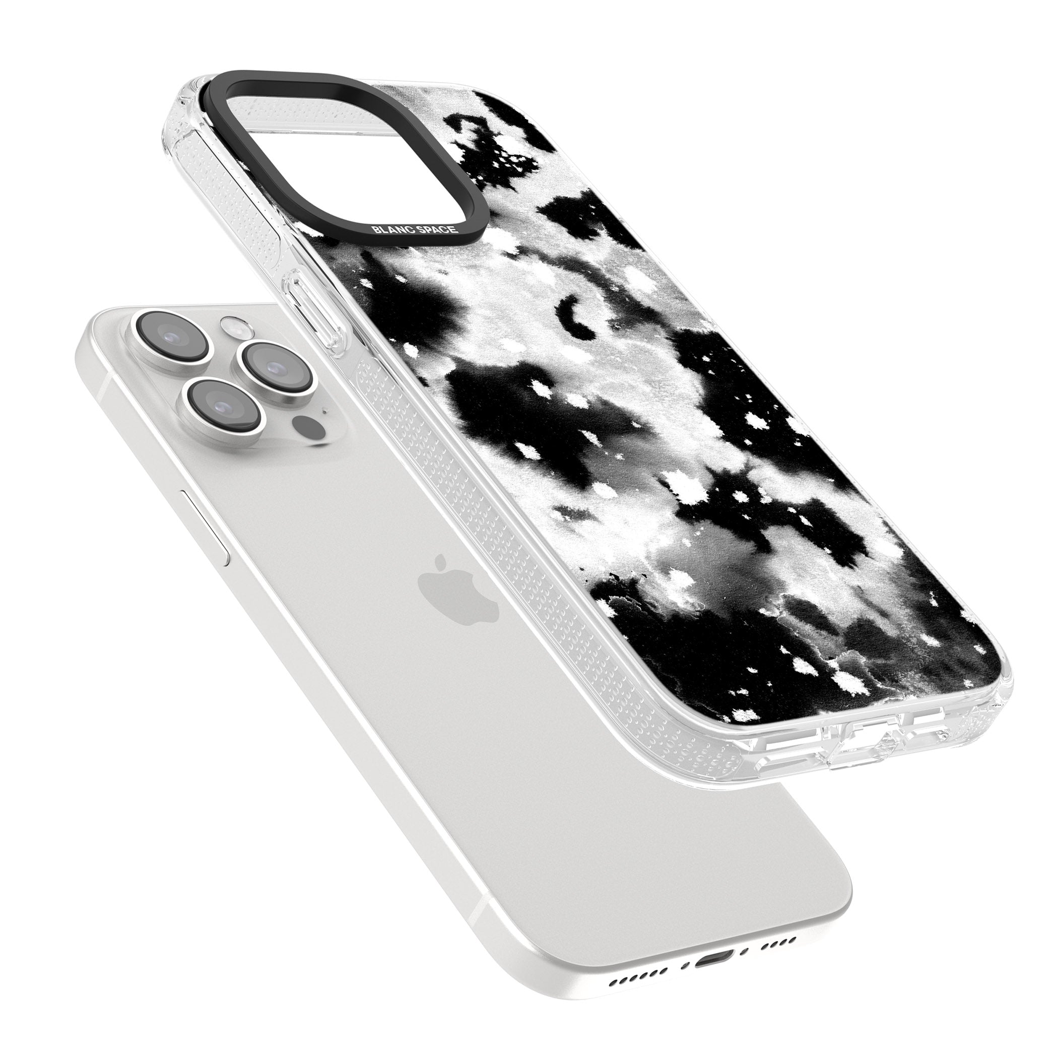 Black & White Acid Wash Tie-Dye Pattern iPhone 15 Pro Max / 15 Pro / 14 Pro Max / 14 Pro / 13 Pro Clear Case Impact Air - Blanc Space