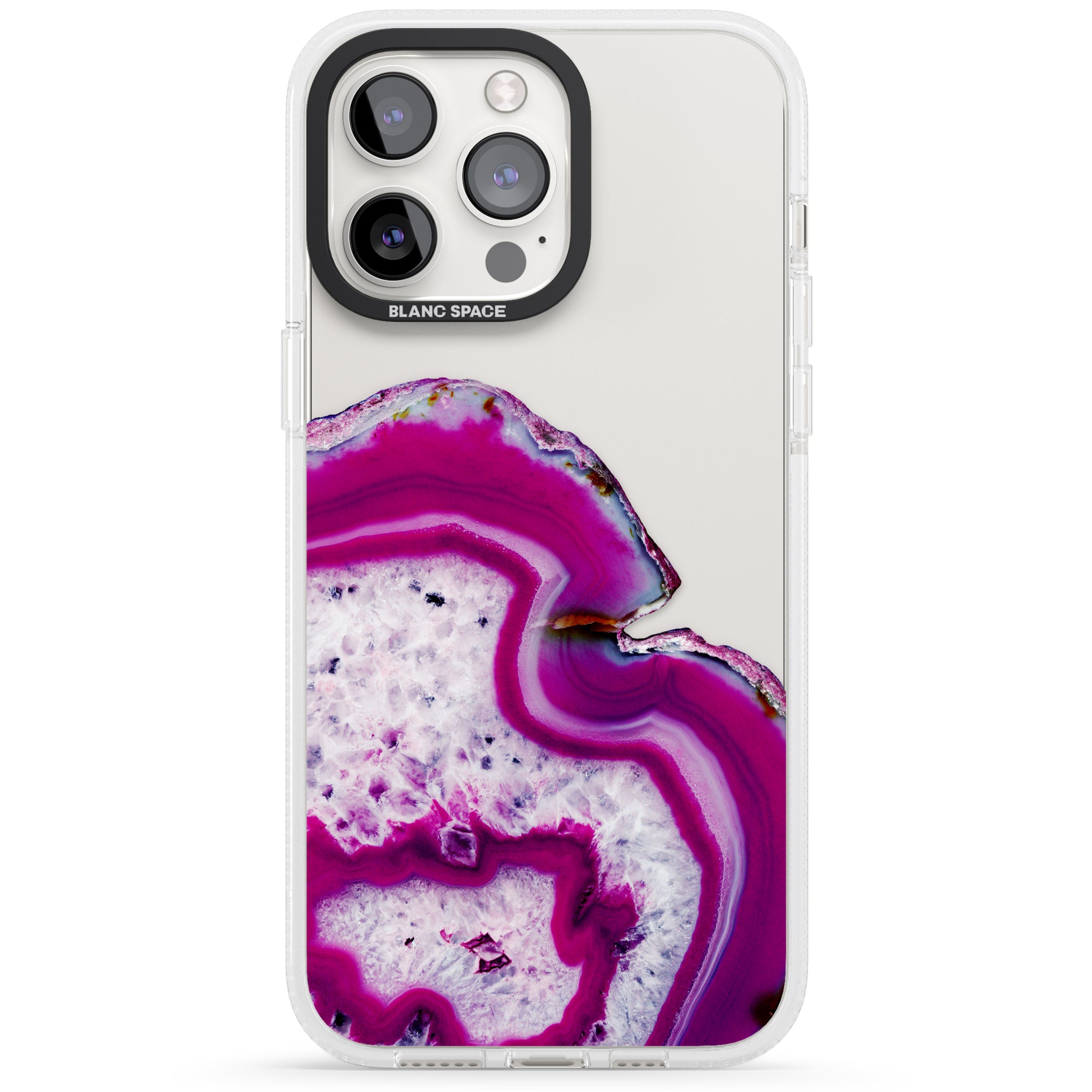 Violet & White Swirl Agate Crystal Clear Design iPhone 15 Pro Max / 15 Pro / 14 Pro Max / 14 Pro / 13 Pro Clear Case Impact Air - Blanc Space