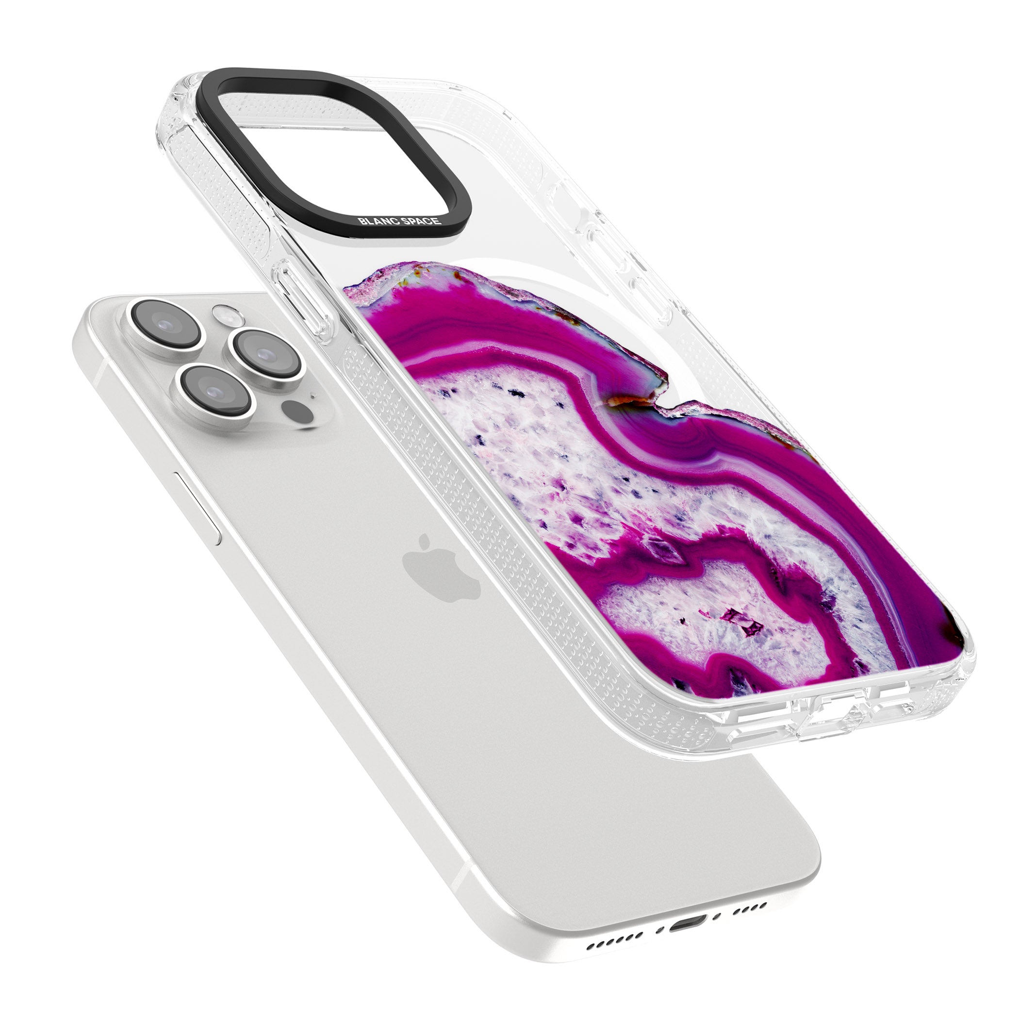 Violet & White Swirl Agate Crystal Clear Design iPhone 15 Pro Max / 15 Pro / 14 Pro Max / 14 Pro / 13 Pro Clear Case Impact Air - Blanc Space