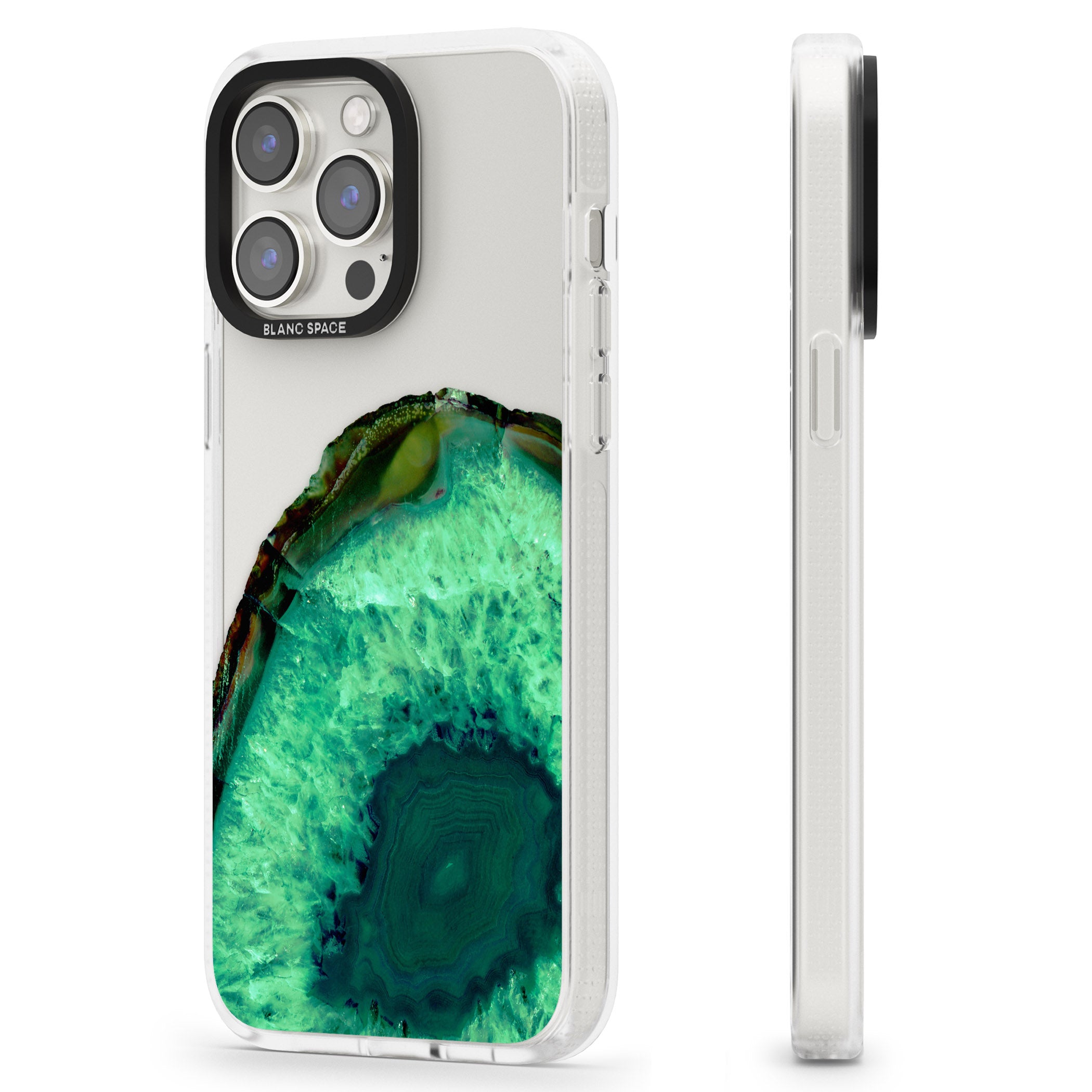 Emerald Green Gemstone Crystal Clear Design iPhone 15 Pro Max / 15 Pro / 14 Pro Max / 14 Pro / 13 Pro Clear Case Impact Air - Blanc Space