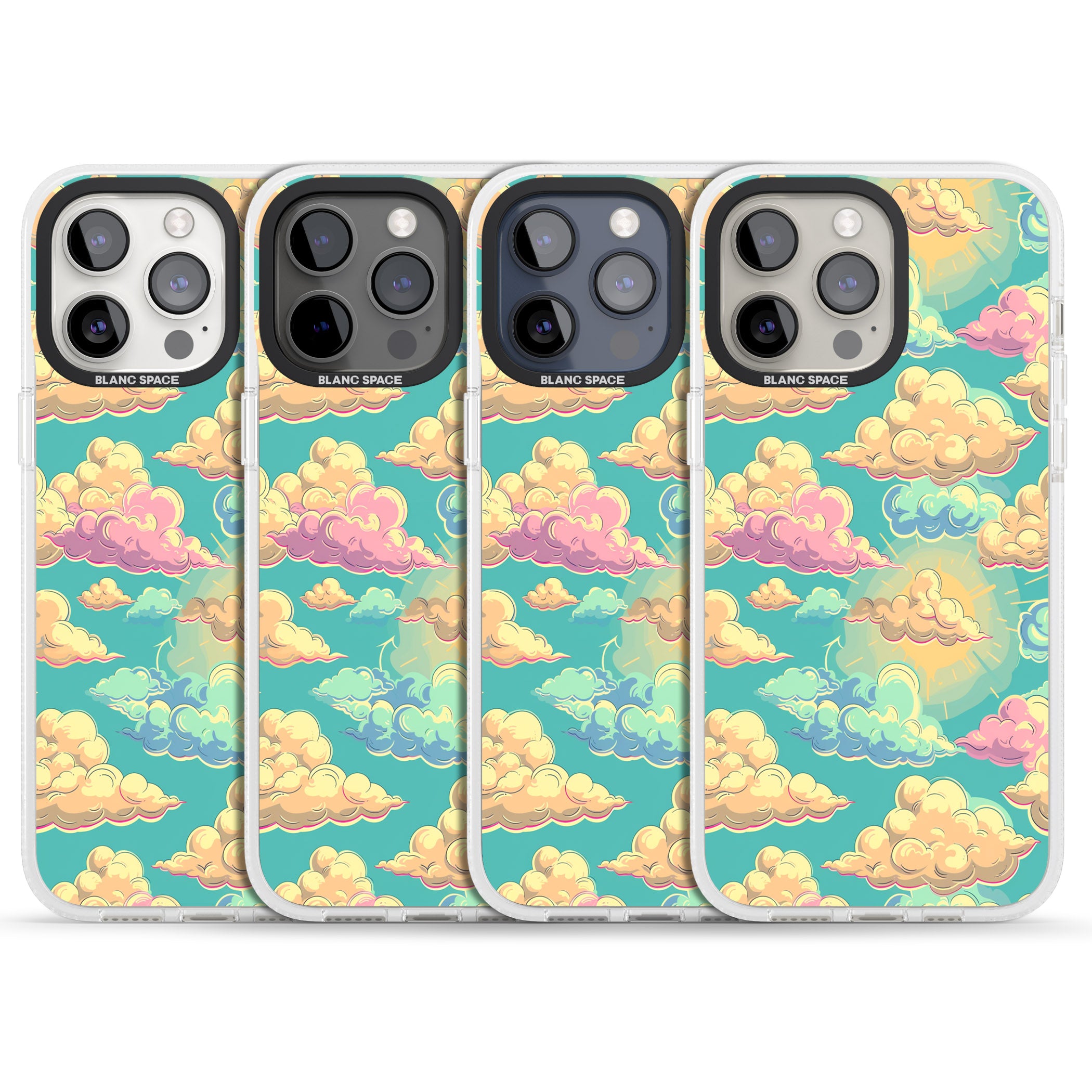 Pastel Clouds iPhone 15 Pro Max / 15 Pro / 14 Pro Max / 14 Pro / 13 Pro Clear Case Impact Air - Blanc Space