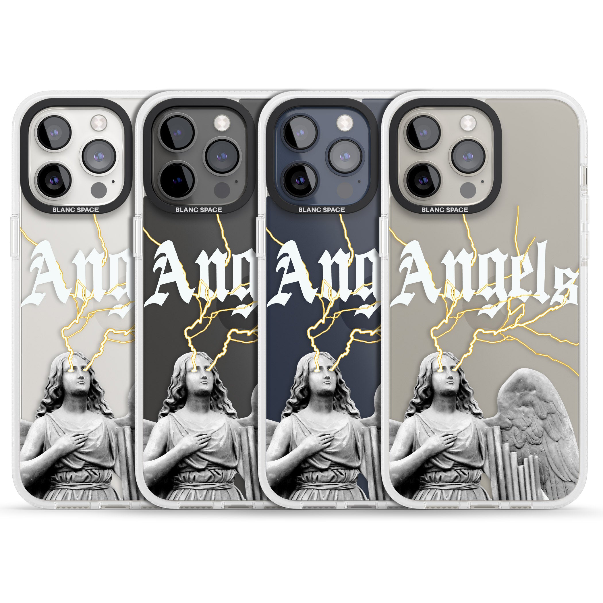 ANGELS iPhone 15 Pro Max / 15 Pro / 14 Pro Max / 14 Pro / 13 Pro Clear Case Impact Air - Blanc Space