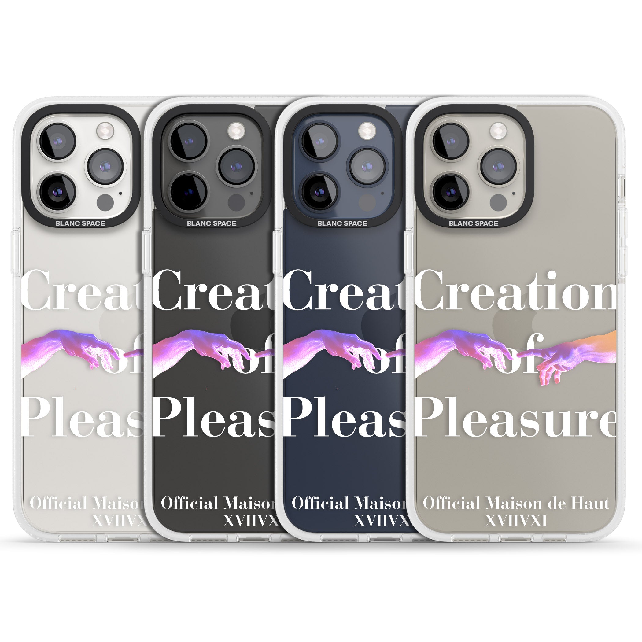 Creation of Pleasure iPhone 15 Pro Max / 15 Pro / 14 Pro Max / 14 Pro / 13 Pro Clear Case Impact Air - Blanc Space