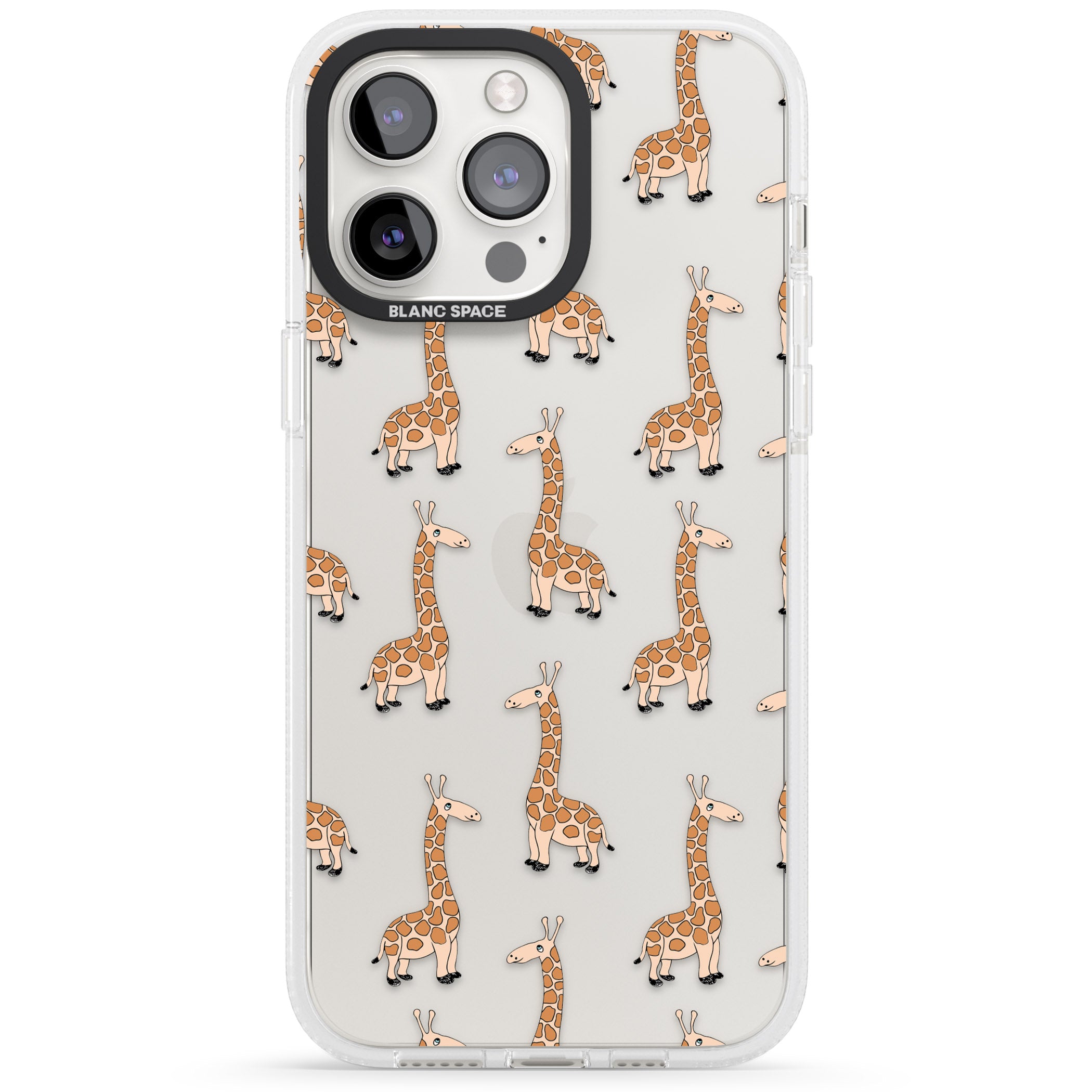 Cute Giraffe Pattern Clear iPhone 15 Pro Max / 15 Pro / 14 Pro Max / 14 Pro / 13 Pro Clear Case Impact Air - Blanc Space