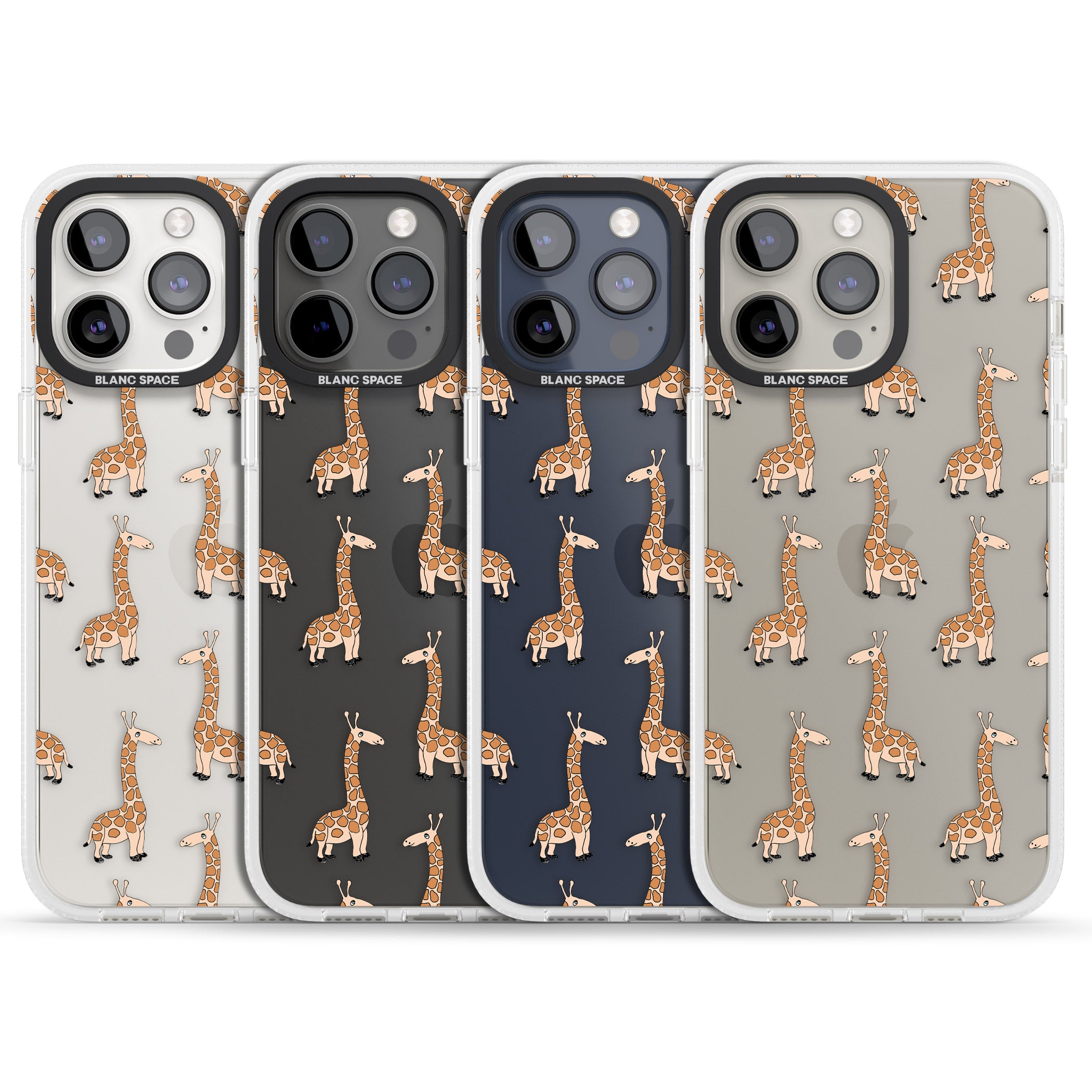 Cute Giraffe Pattern Clear iPhone 15 Pro Max / 15 Pro / 14 Pro Max / 14 Pro / 13 Pro Clear Case Impact Air - Blanc Space