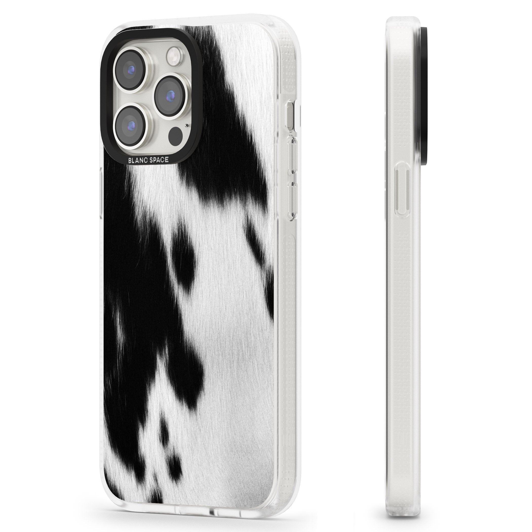 Designer Fashion Cowhide iPhone 15 Pro Max / 15 Pro / 14 Pro Max / 14 Pro / 13 Pro Clear Case Impact Air - Blanc Space