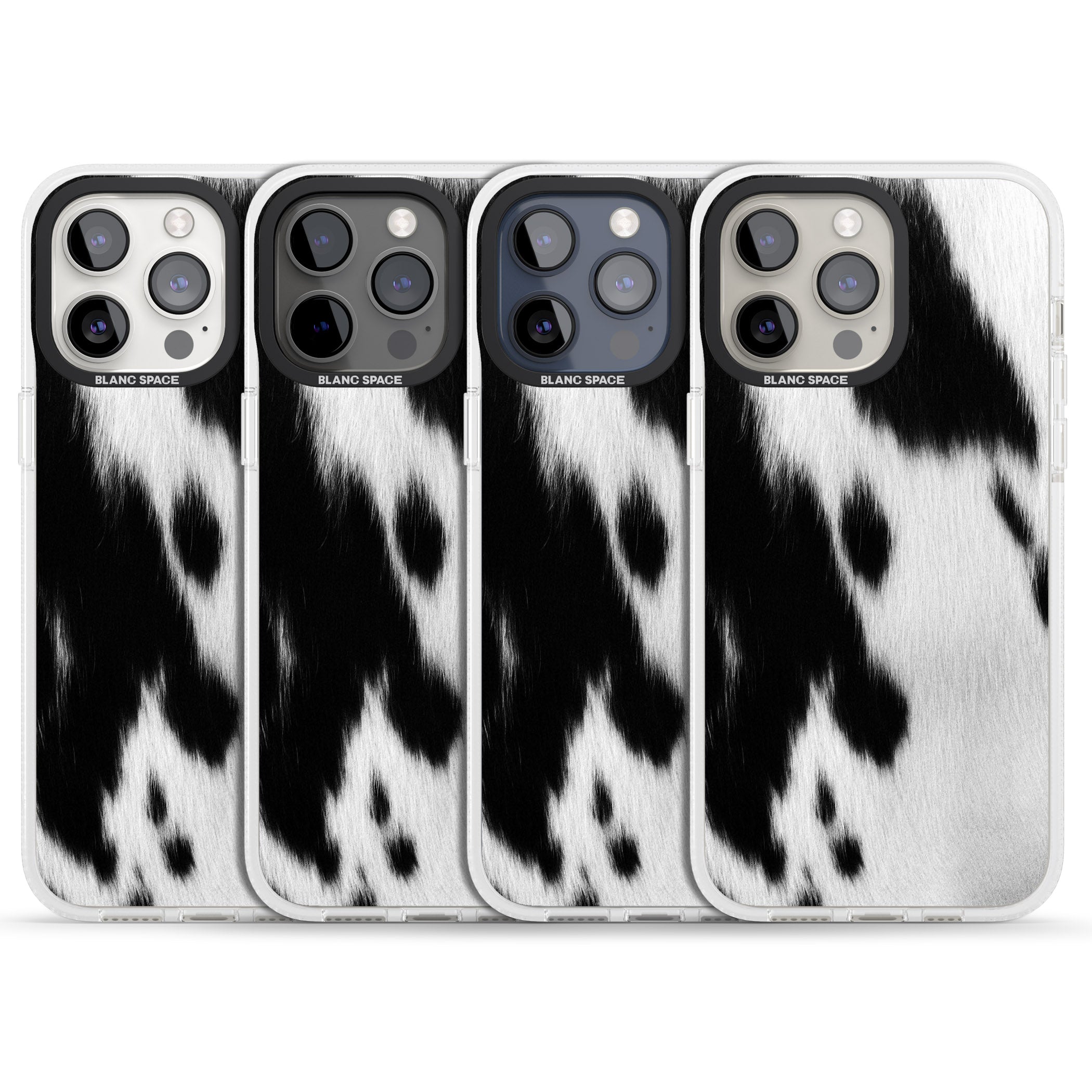Designer Fashion Cowhide iPhone 15 Pro Max / 15 Pro / 14 Pro Max / 14 Pro / 13 Pro Clear Case Impact Air - Blanc Space