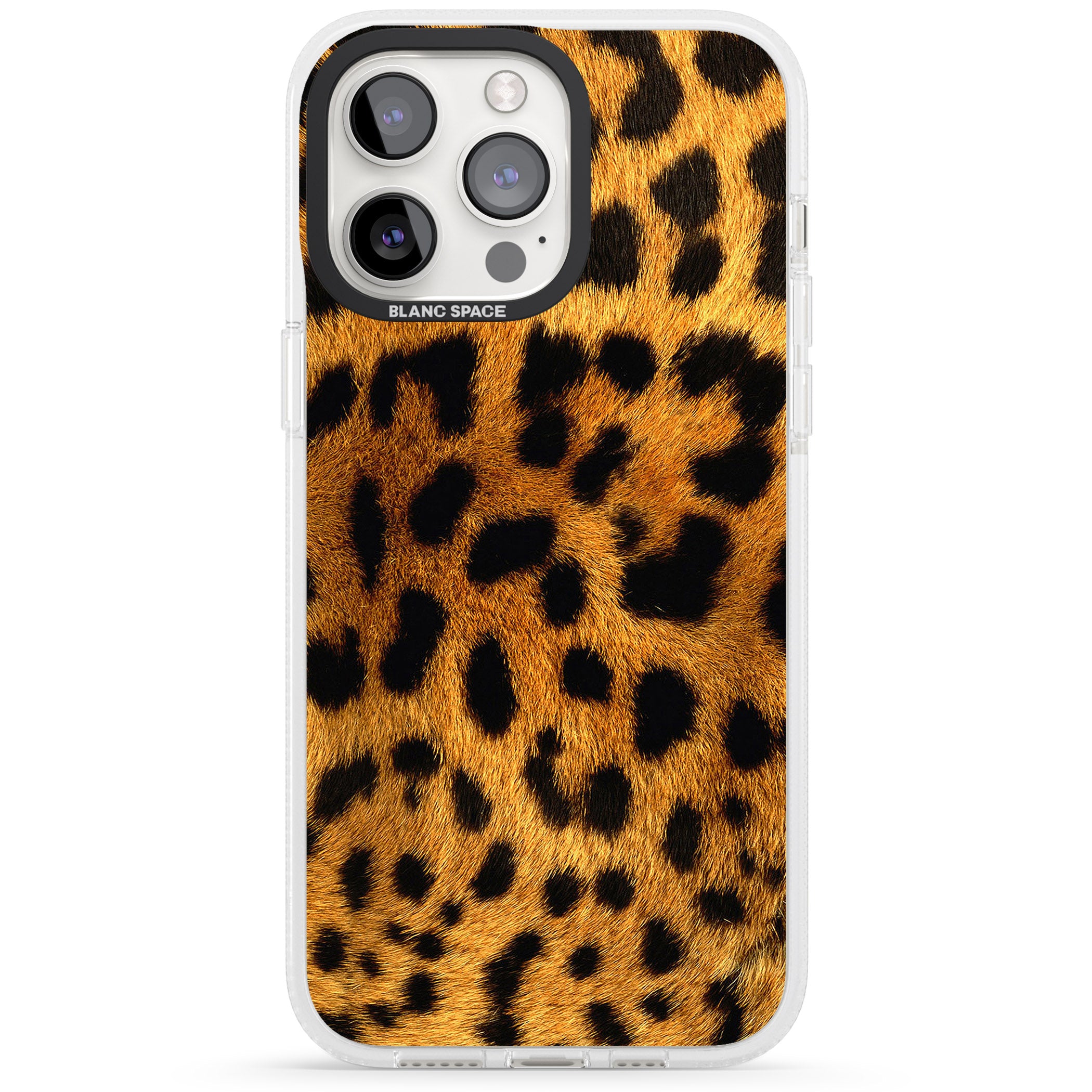 Leopard Print iPhone 15 Pro Max / 15 Pro / 14 Pro Max / 14 Pro / 13 Pro Clear Case Impact Air - Blanc Space