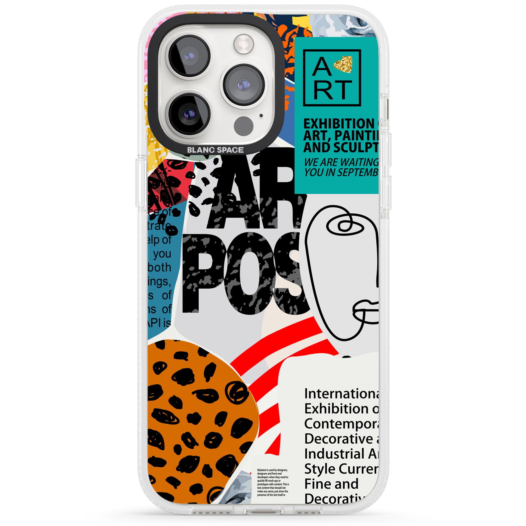 Abstract Art Poster iPhone 15 Pro Max / 15 Pro / 14 Pro Max / 14 Pro / 13 Pro Clear Case Impact Air - Blanc Space