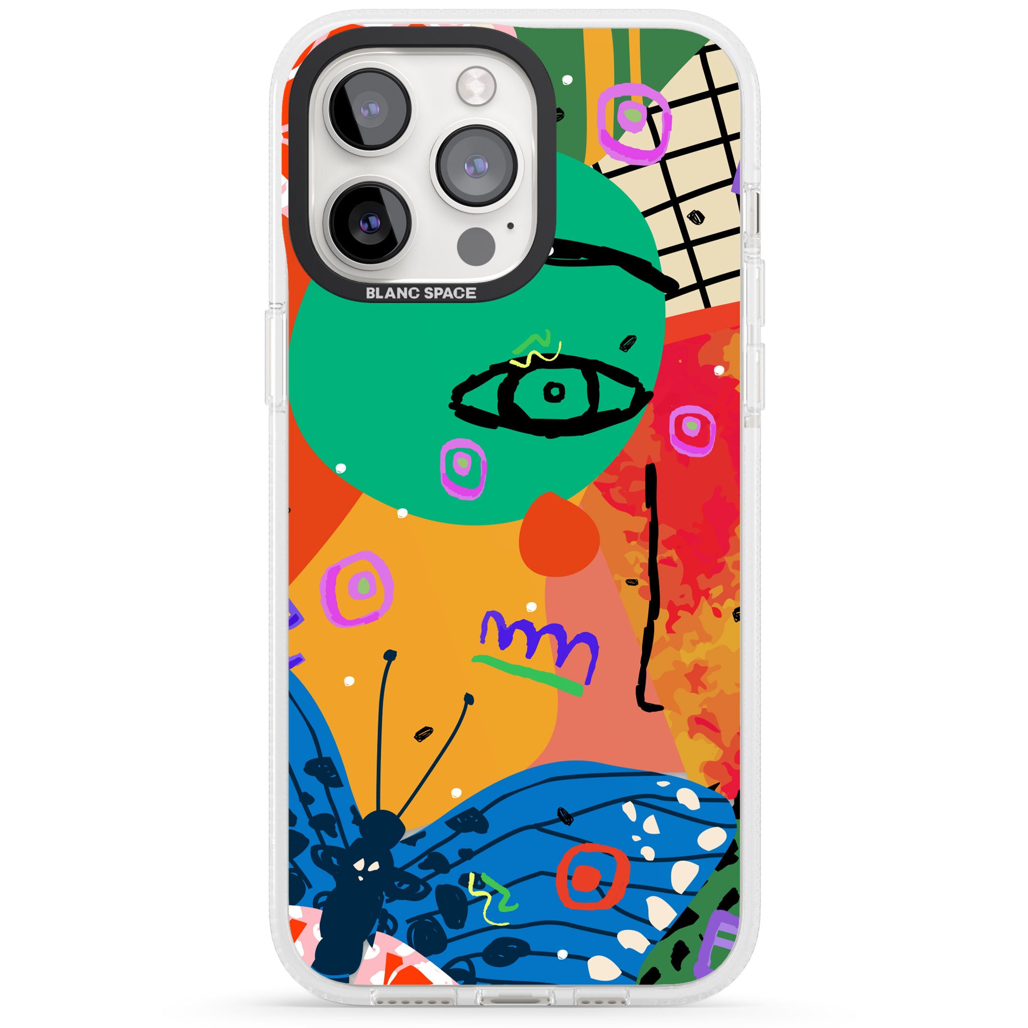 Abstract Butterfly iPhone 15 Pro Max / 15 Pro / 14 Pro Max / 14 Pro / 13 Pro Clear Case Impact Air - Blanc Space