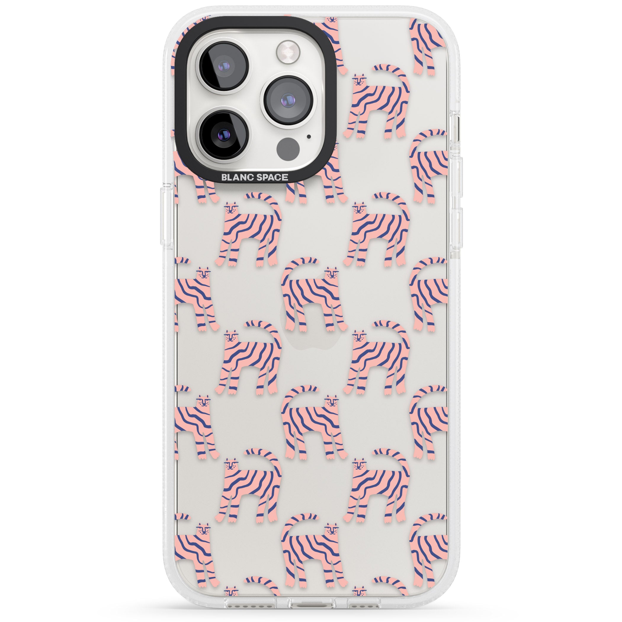 Pink and Blue Cat Pattern iPhone 15 Pro Max / 15 Pro / 14 Pro Max / 14 Pro / 13 Pro Clear Case Impact Air - Blanc Space