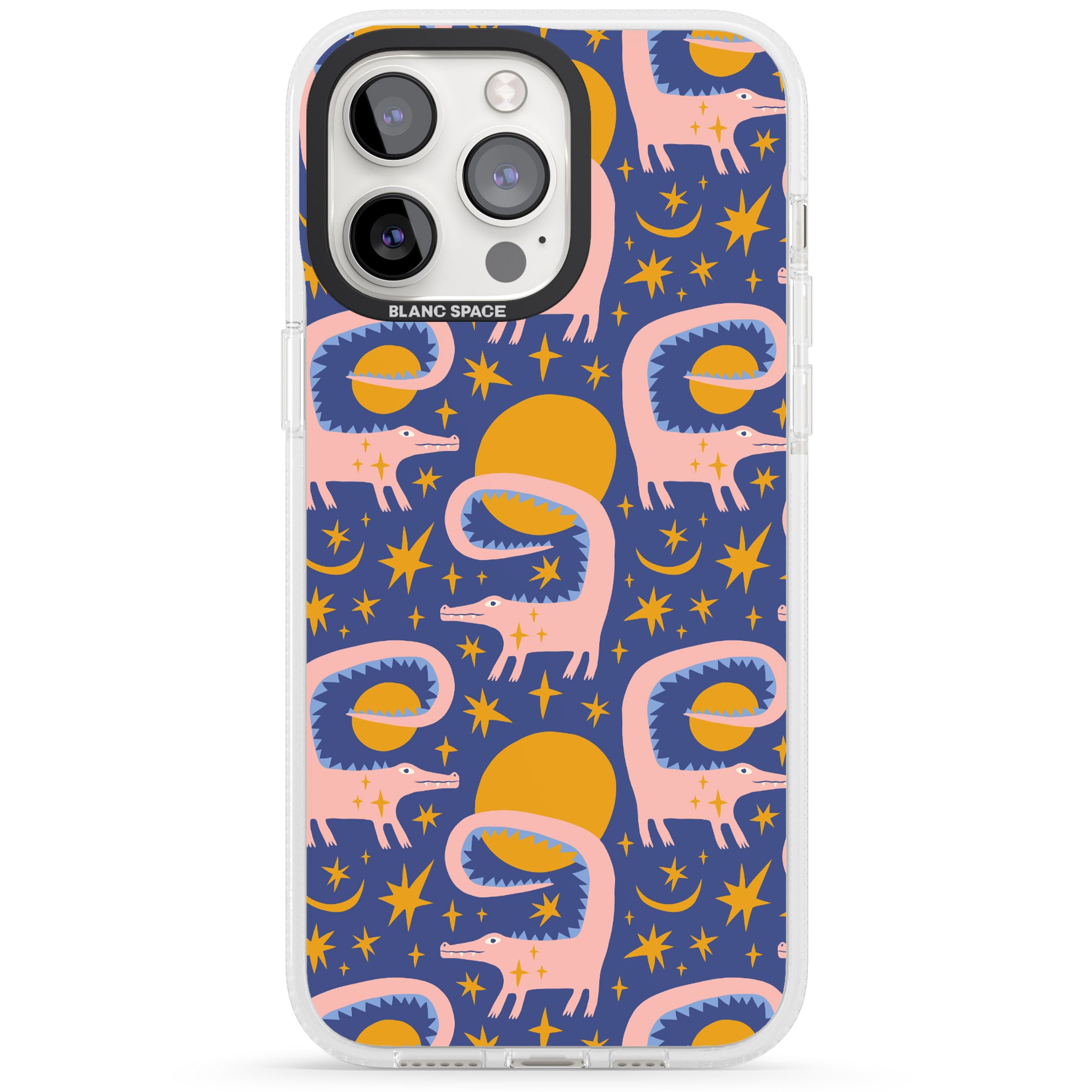 Sun Croc Pattern iPhone 15 Pro Max / 15 Pro / 14 Pro Max / 14 Pro / 13 Pro Clear Case Impact Air - Blanc Space