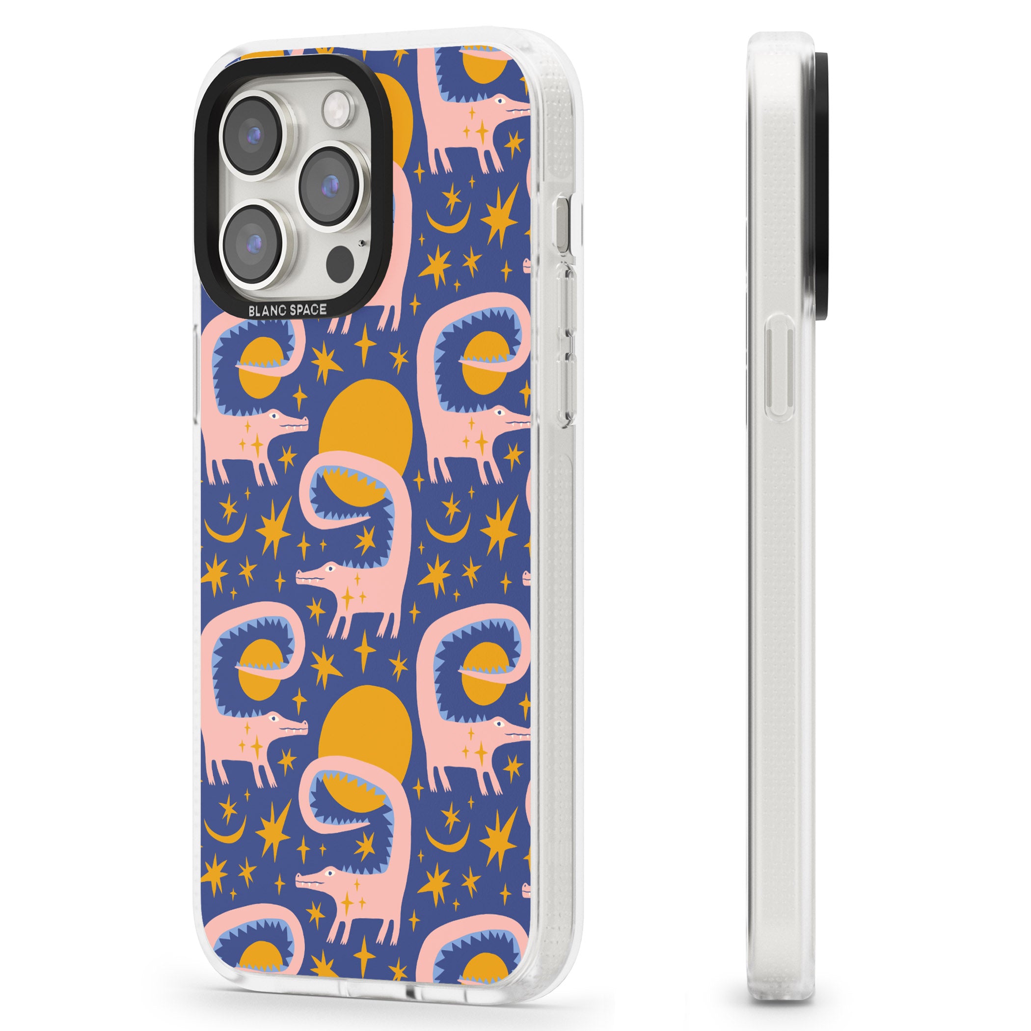 Sun Croc Pattern iPhone 15 Pro Max / 15 Pro / 14 Pro Max / 14 Pro / 13 Pro Clear Case Impact Air - Blanc Space