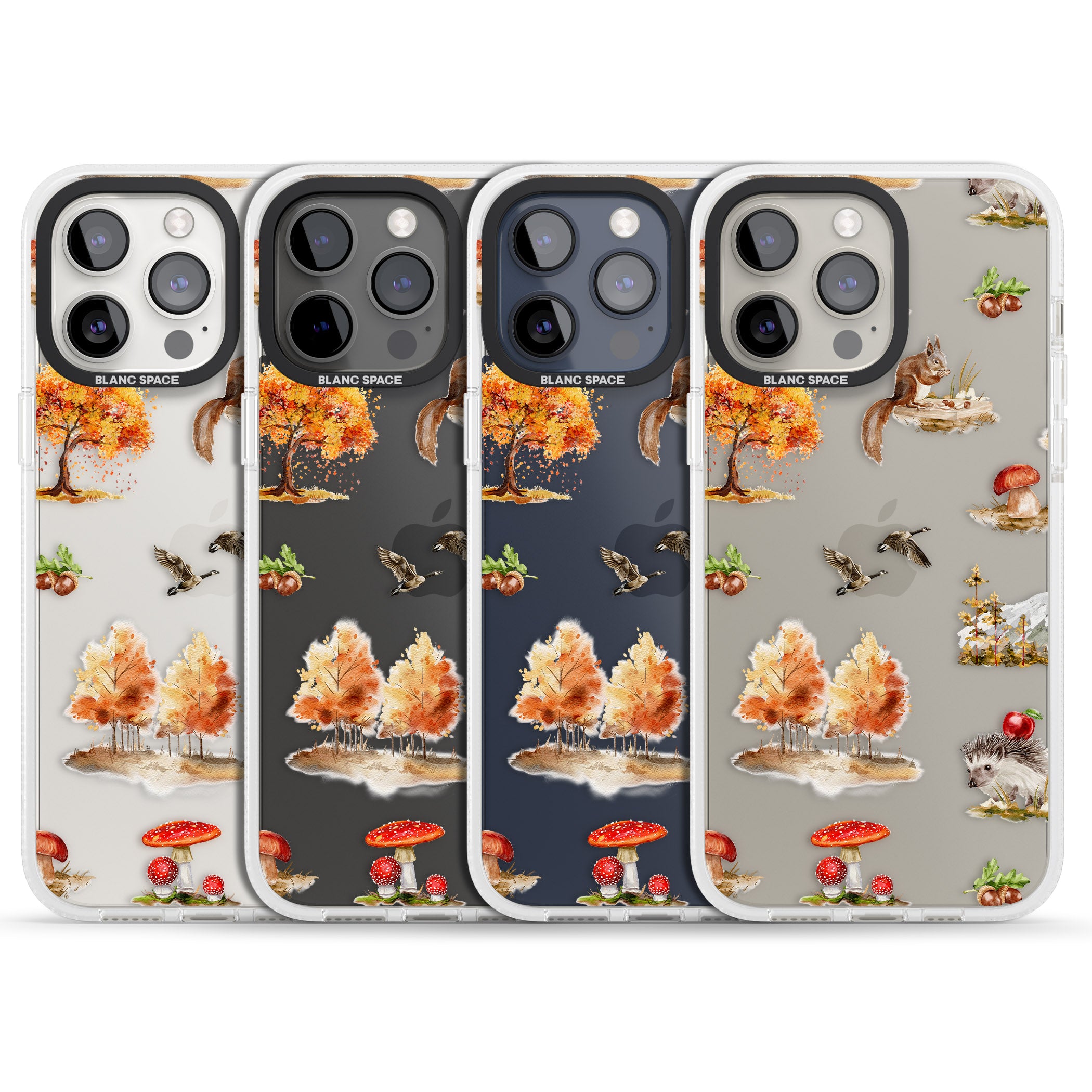 Fall Forest Friends iPhone 15 Pro Max / 15 Pro / 14 Pro Max / 14 Pro / 13 Pro Clear Case Impact Air - Blanc Space
