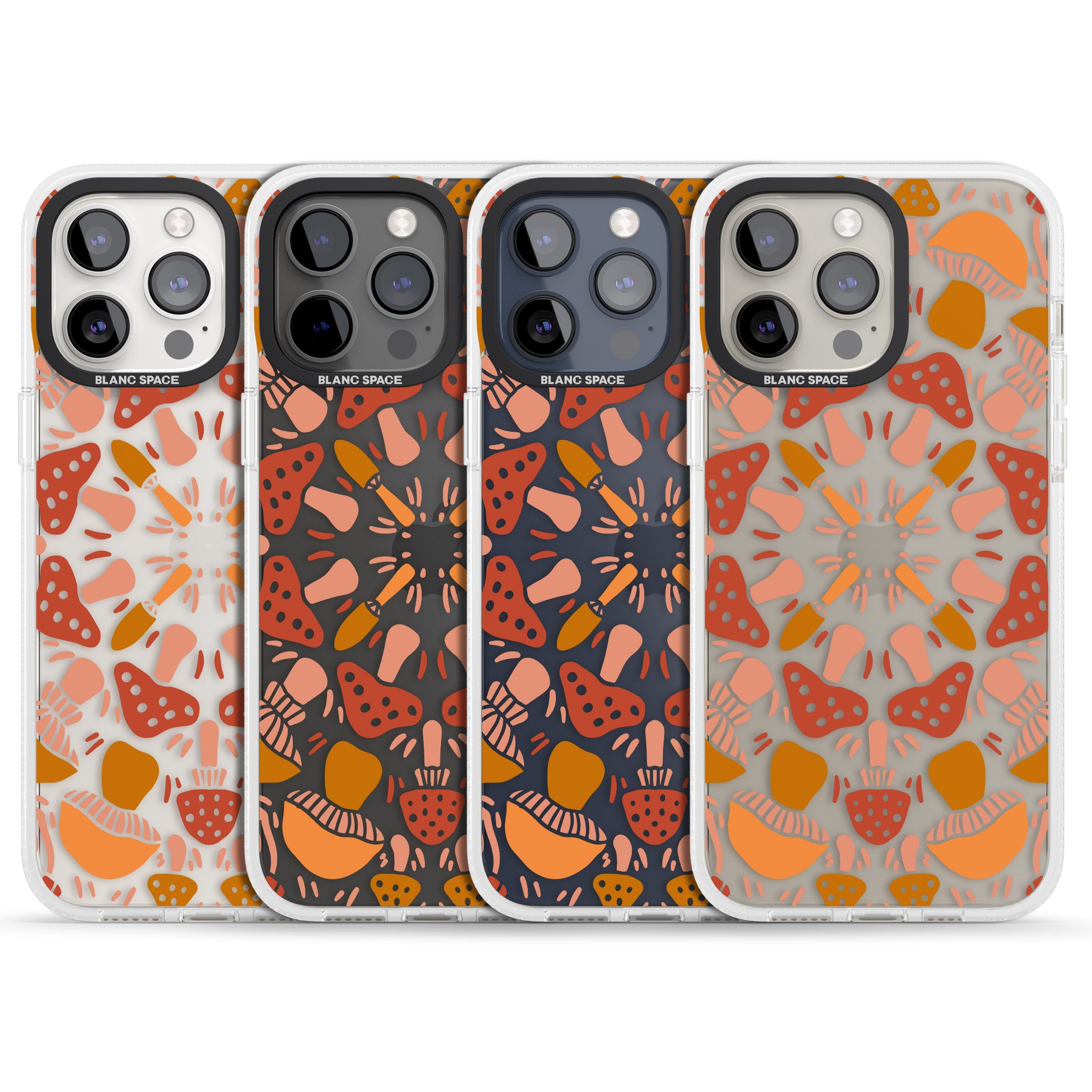 Mushroom Medley iPhone 15 Pro Max / 15 Pro / 14 Pro Max / 14 Pro / 13 Pro Clear Case Impact Air - Blanc Space