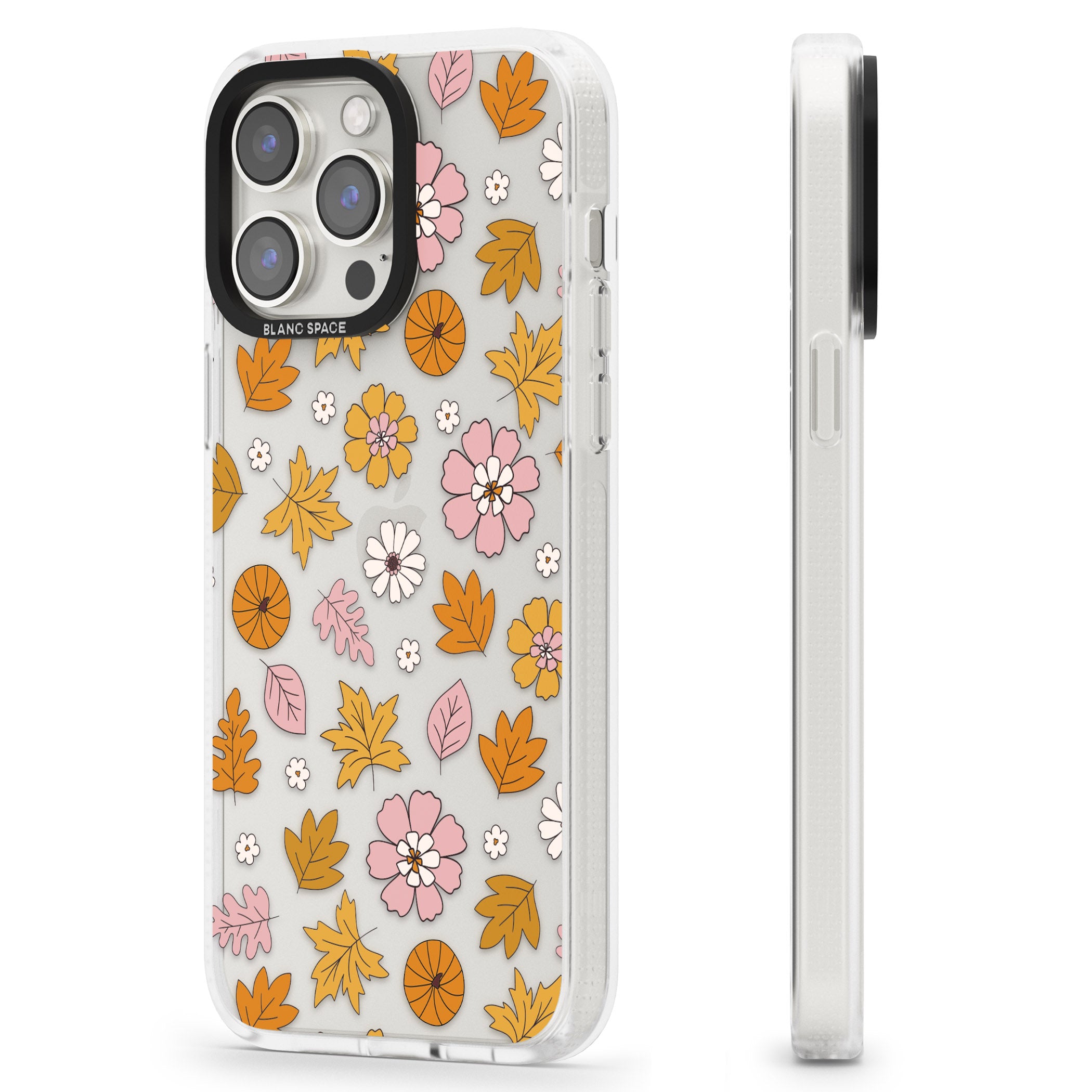 Autumn Leaves and Flowers iPhone 15 Pro Max / 15 Pro / 14 Pro Max / 14 Pro / 13 Pro Clear Case Impact Air - Blanc Space