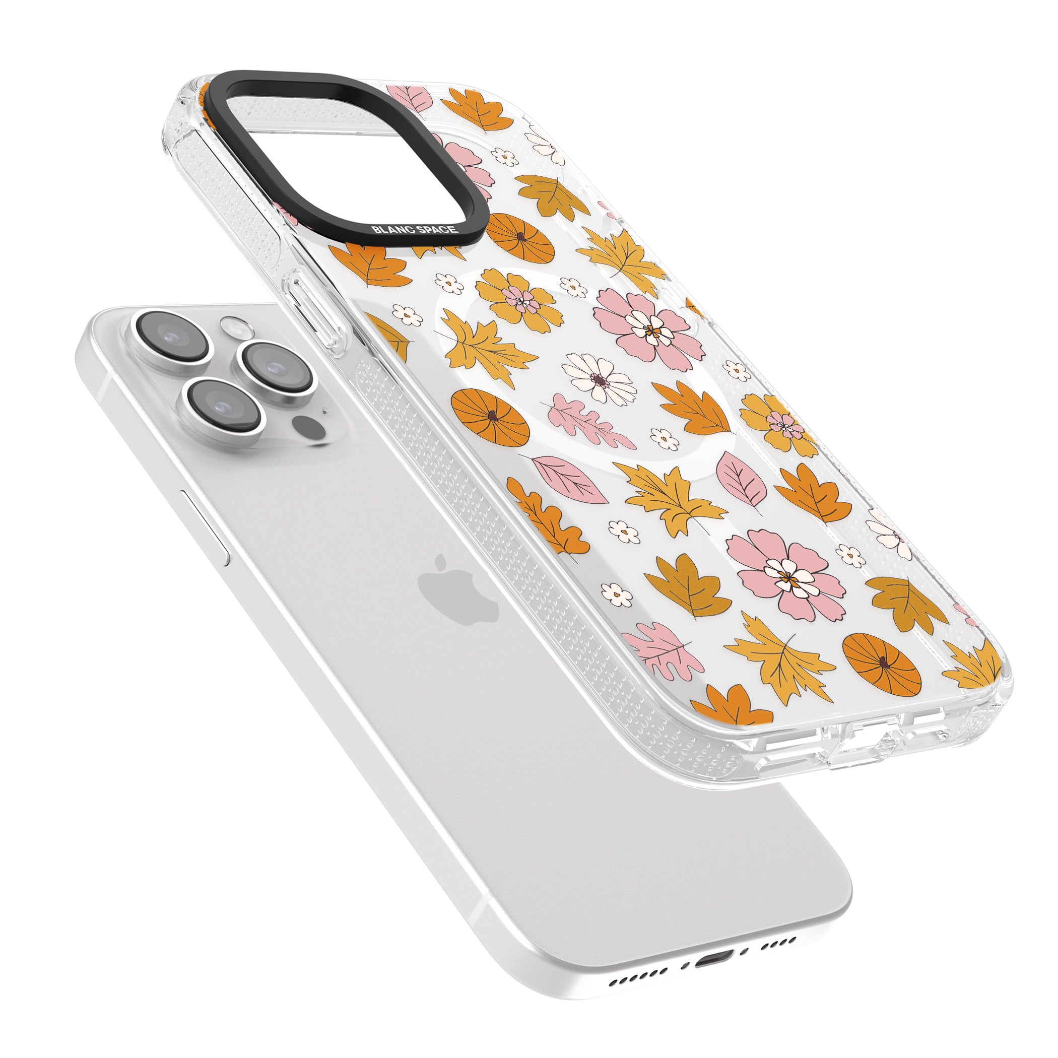 Autumn Leaves and Flowers iPhone 15 Pro Max / 15 Pro / 14 Pro Max / 14 Pro / 13 Pro Clear Case Impact Air - Blanc Space