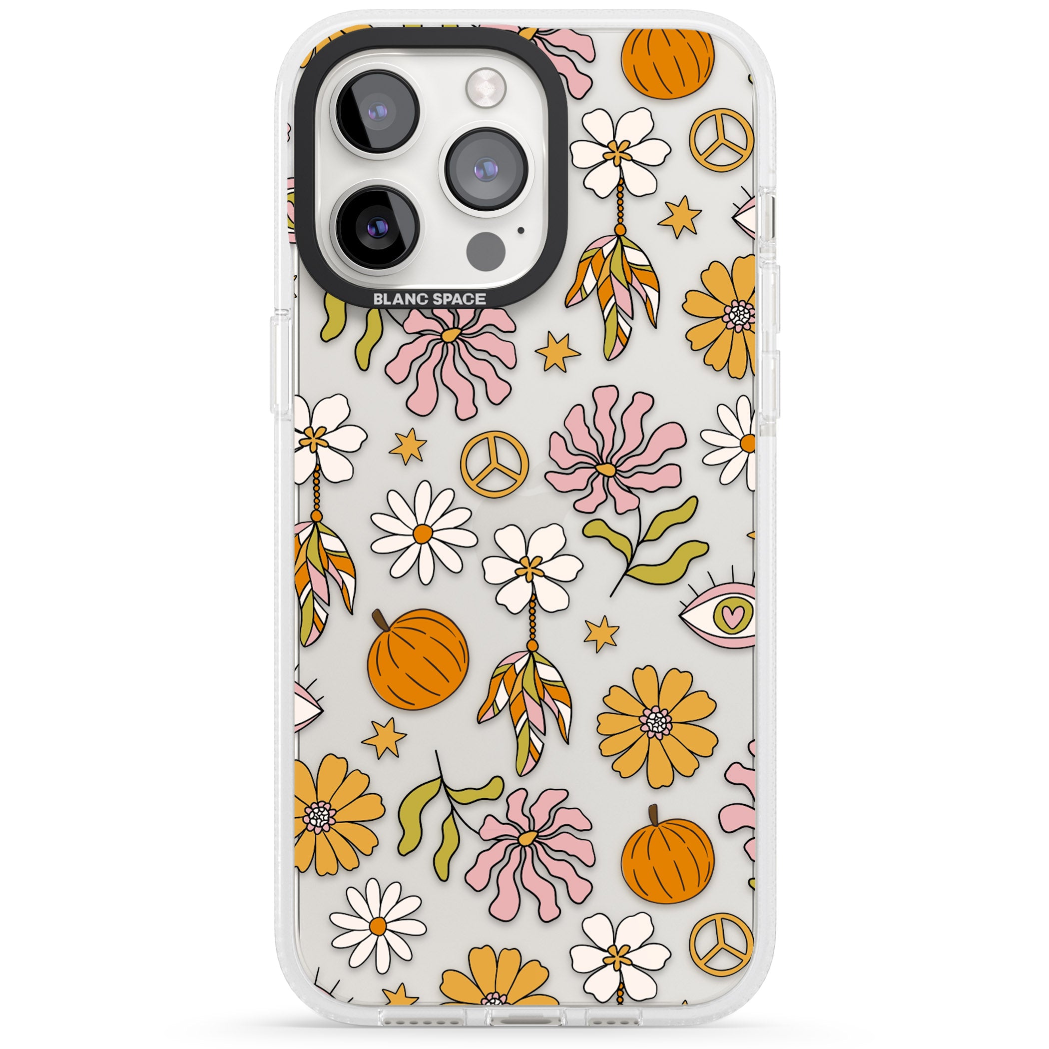 Retro Boho Fall Floral iPhone 15 Pro Max / 15 Pro / 14 Pro Max / 14 Pro / 13 Pro Clear Case Impact Air - Blanc Space