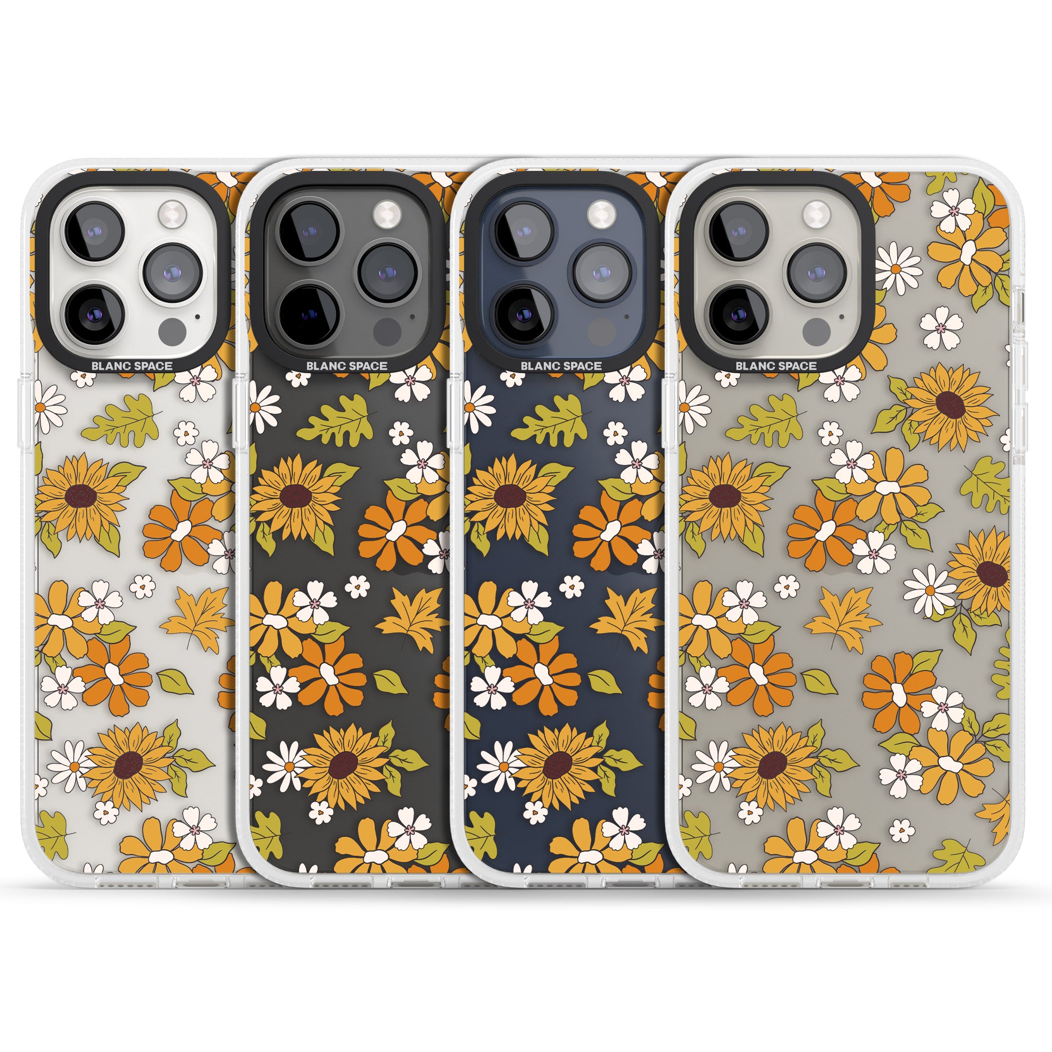 Boho Sunflowers iPhone 15 Pro Max / 15 Pro / 14 Pro Max / 14 Pro / 13 Pro Clear Case Impact Air - Blanc Space