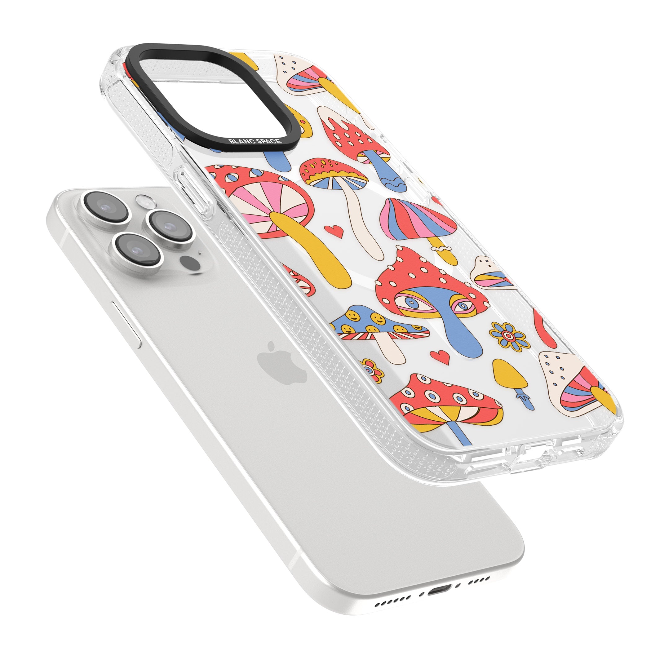 Vibrant Shrooms iPhone 15 Pro Max / 15 Pro / 14 Pro Max / 14 Pro / 13 Pro Clear Case Impact Air - Blanc Space