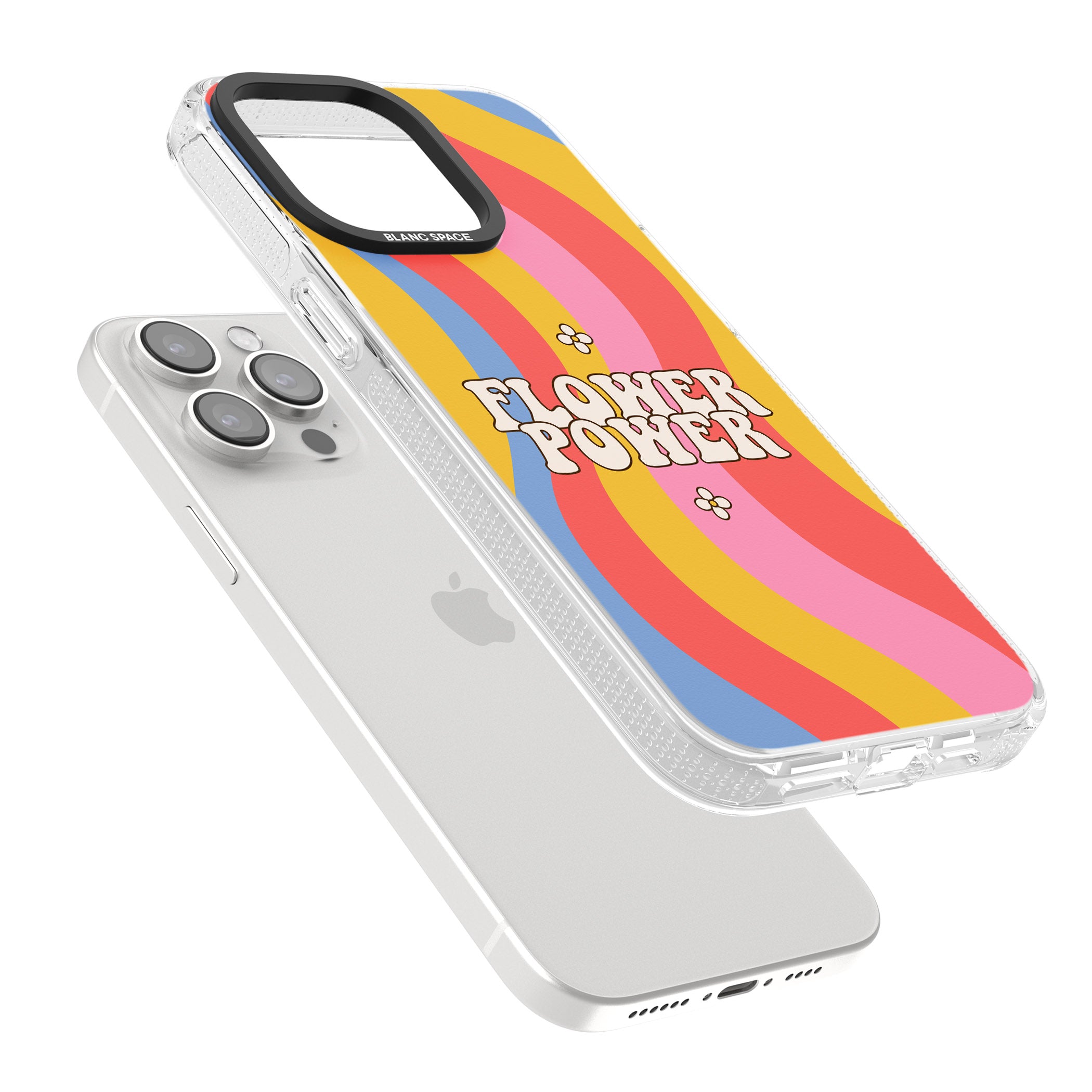 Melting Flower Power iPhone 15 Pro Max / 15 Pro / 14 Pro Max / 14 Pro / 13 Pro Clear Case Impact Air - Blanc Space