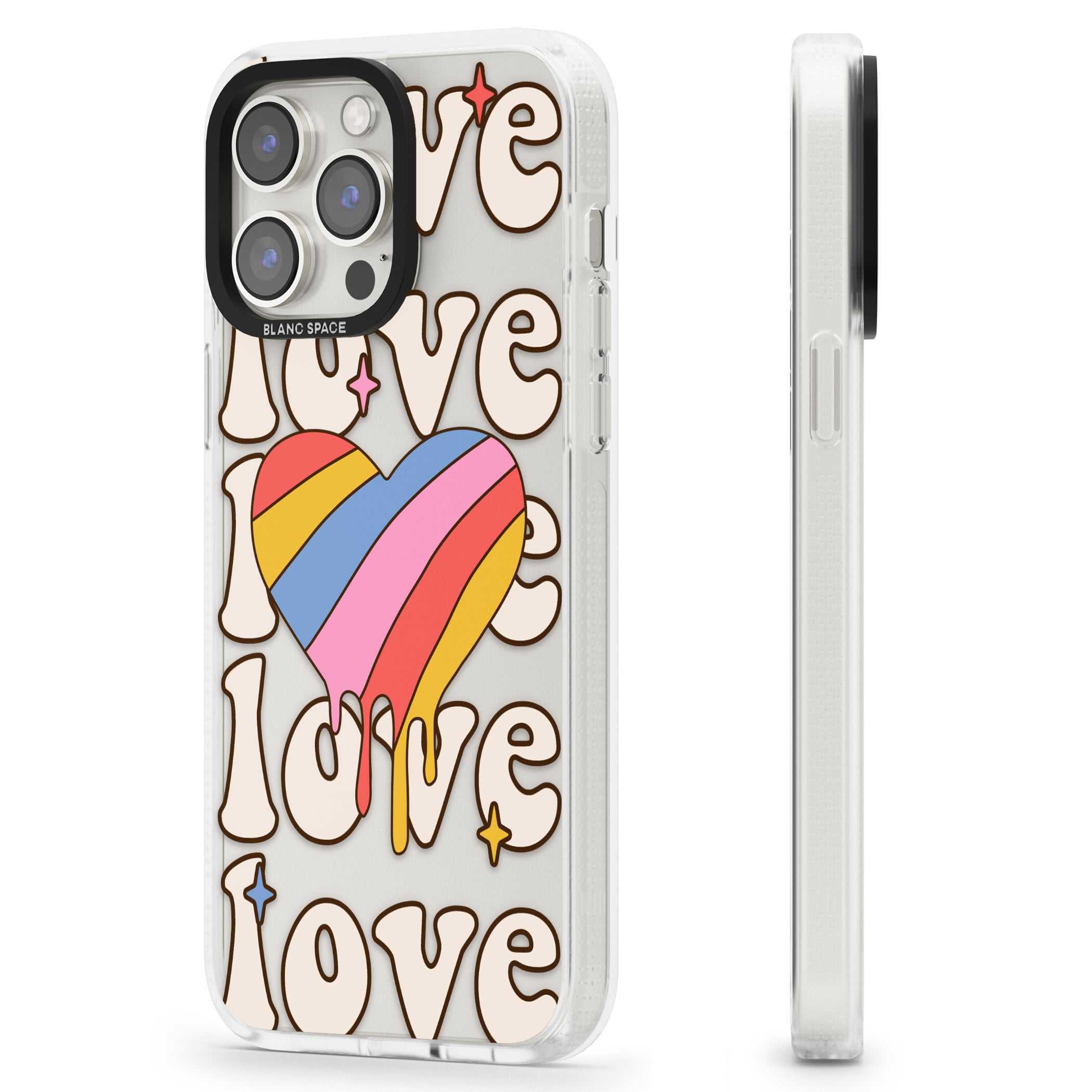 Groovy Love iPhone 15 Pro Max / 15 Pro / 14 Pro Max / 14 Pro / 13 Pro Clear Case Impact Air - Blanc Space