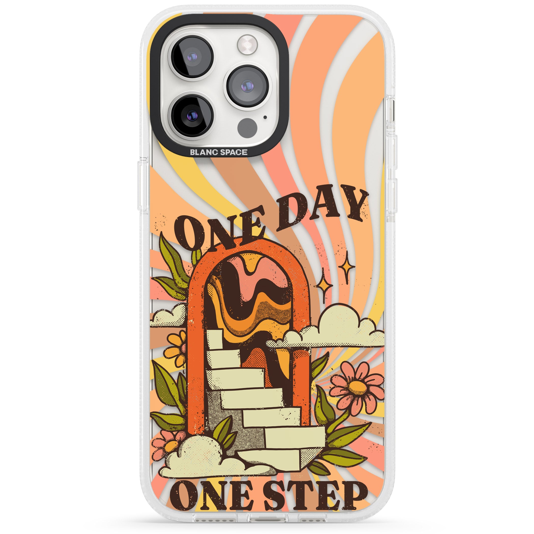 One Day One Step iPhone 15 Pro Max / 15 Pro / 14 Pro Max / 14 Pro / 13 Pro Clear Case Impact Air - Blanc Space
